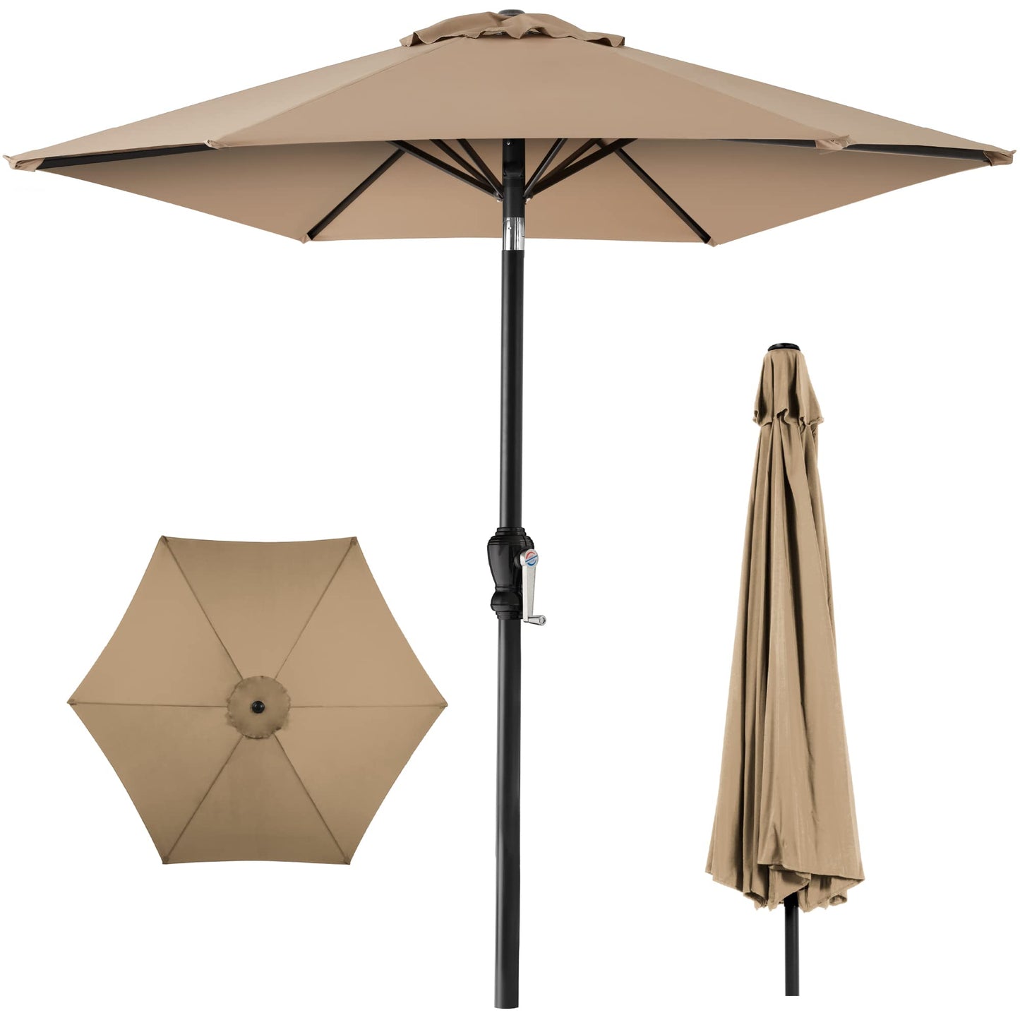Best Choice Products 10ft Outdoor Patio Umbrella, Outdoor Table Umbrella, Yard Umbrella, Market Umbrella with 6 Sturdy Ribs, Push Button, Tilt and Crank - Sand