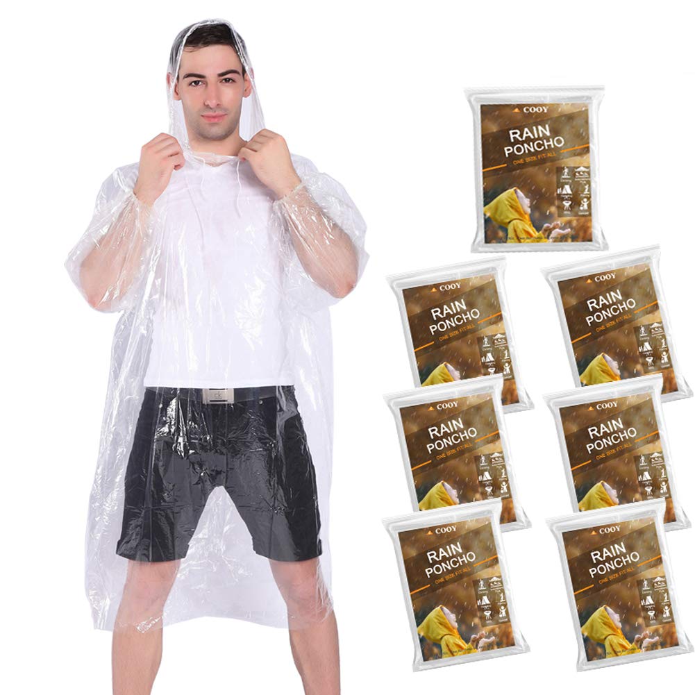 COOY Disposable Rain Ponchos for Adults (10 Pack), Family Pack for Travel | Better Value Per Poncho, Full Sleeve Design with Elastic Cuffs, Disney Trips, Outdoor Events, Easy Carry Travel Essential