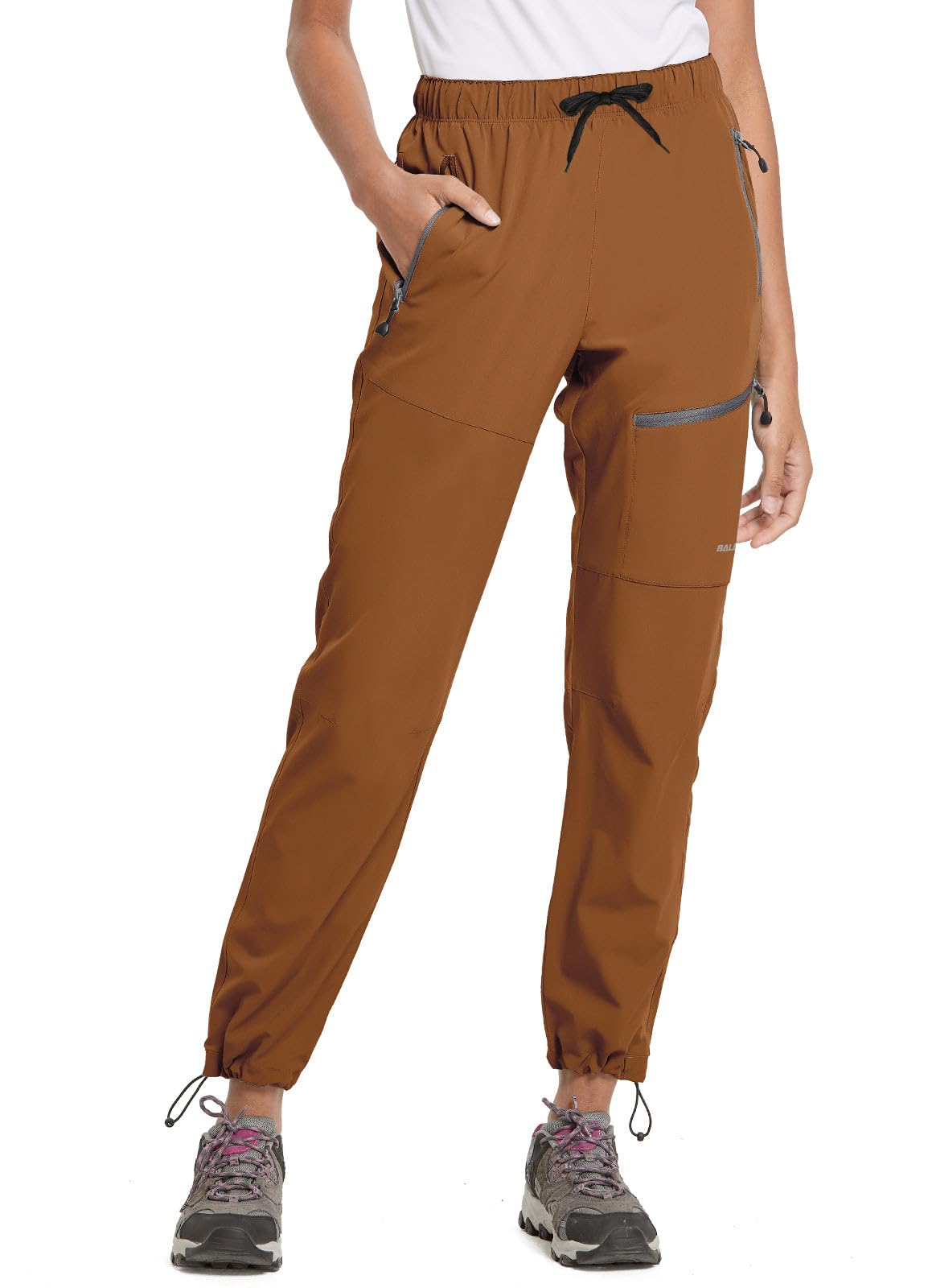 baleaf Women's Hiking Pants Quick Dry Lightweight Water Resistant Elastic Waist Cargo Pants for All Seasons | Petite/Reguar/Tall sizing,Zip Pockets, Water Resistant,breathable Cargo Pants for Travel Camping