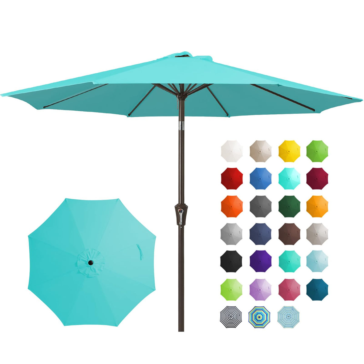 JEAREY 9FT Outdoor Patio Umbrella, Market Umbrella, Dark Blue | Outdoor Table Umbrellas with 8 Sturdy, Tilt & Crank UV Protection Waterproof for Garden, Deck, Backyard, Pool