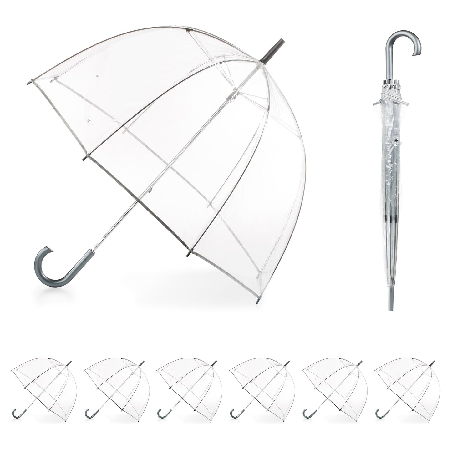 Totes Adult Bubble Umbrella with Dome Canopy and Lightweight Wind and Rain Protection