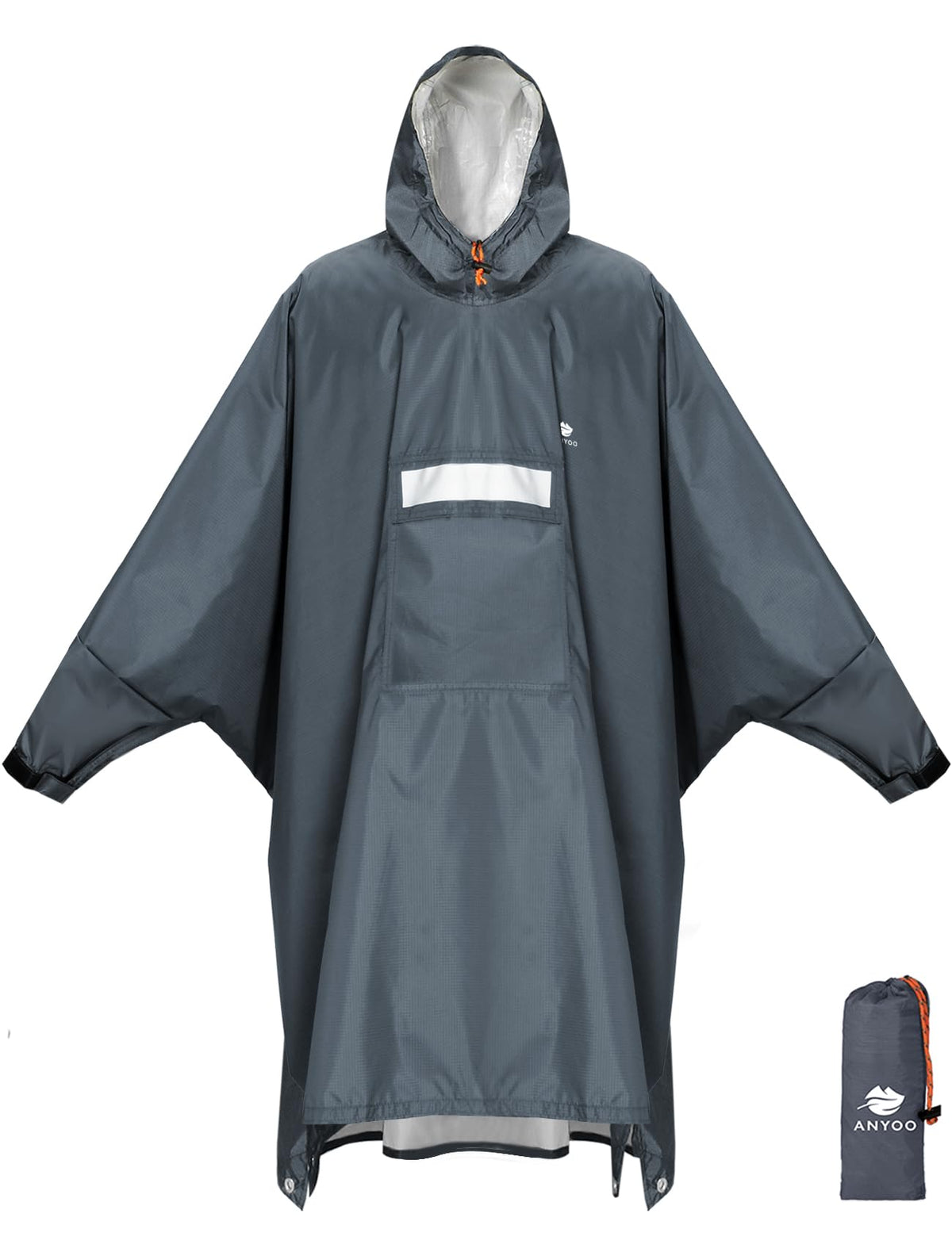 ANYOO Hooded Rain Poncho for Adult Waterproof Lightweight Raincoat | Reusable Rain Jacket for Men Women Portable Pouch & Packable Design,Emergency Travel Rain Ponchos for Outdoor Hiking Camping