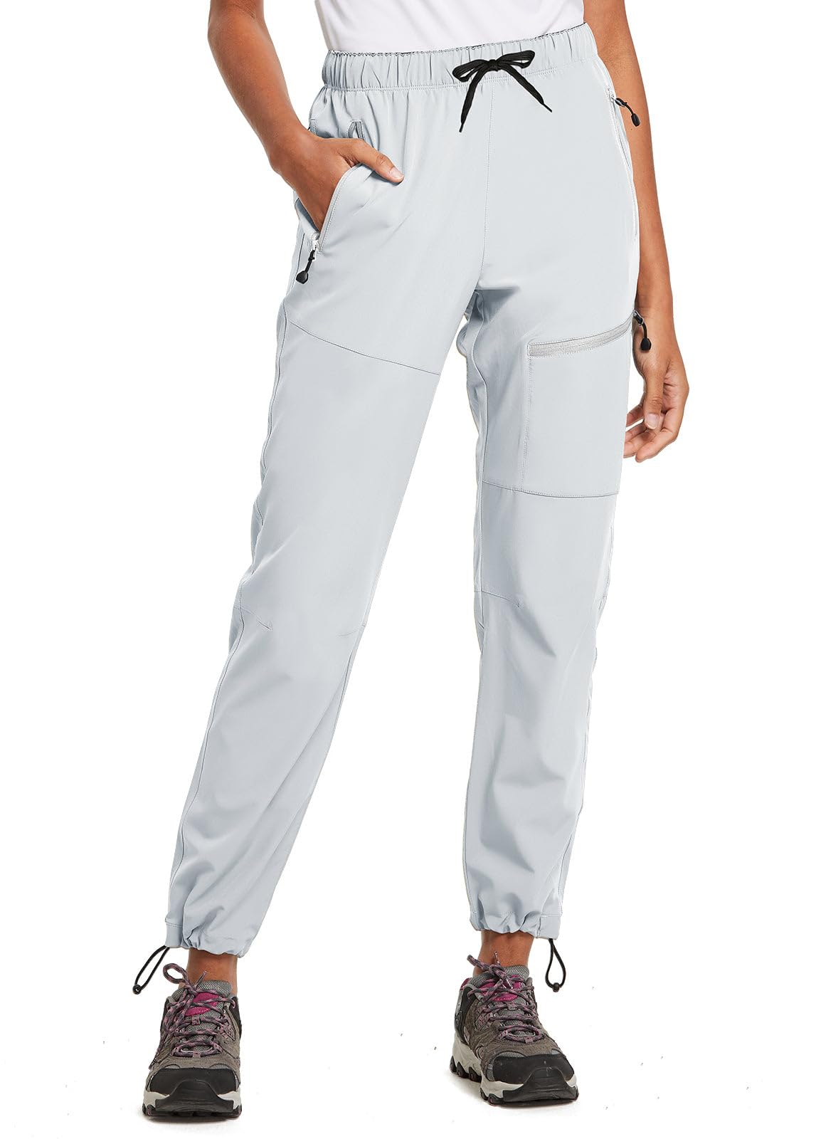 baleaf Women's Hiking Pants Quick Dry Lightweight Water Resistant Elastic Waist Cargo Pants for All Seasons | Petite/Reguar/Tall sizing,Zip Pockets, Water Resistant,breathable Cargo Pants for Travel Camping
