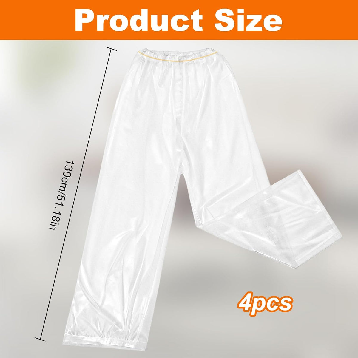 4-Pack Disposable Rain Pants for Men & Women - 53in Long Emergency Waterproof Rain Pant with Shoe Boot -Thickened Plastic Foot Wrapped Rainpants Covers for Outdoor Cycling Fishing