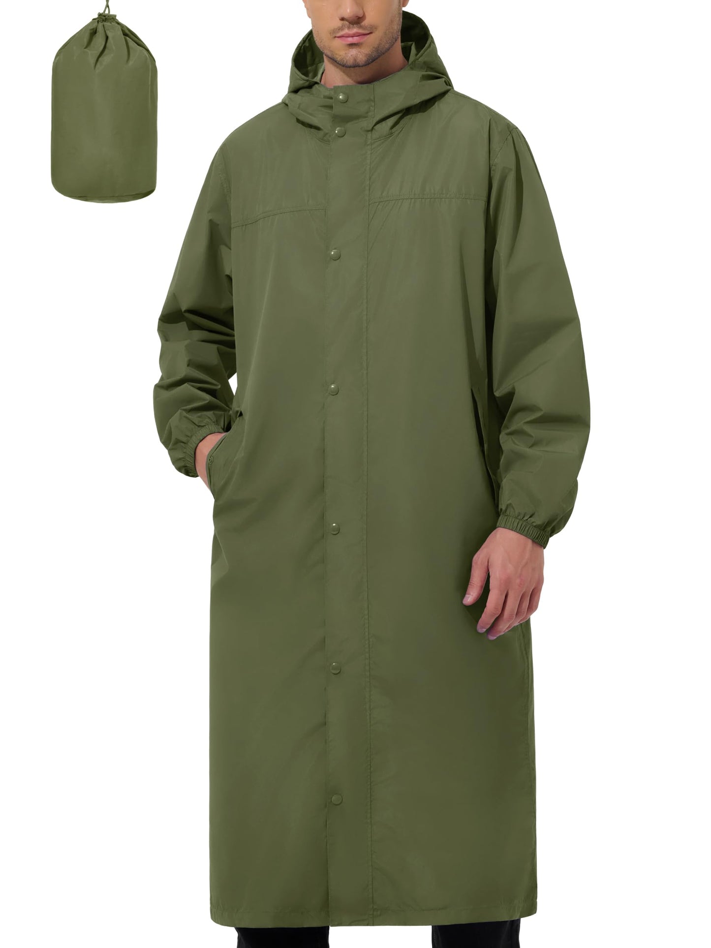 UIQUR Mens Long Rain Jacket Raincoat Waterproof Rain Poncho | Lightweight Packable Windbreaker For Hiking, Cycling, Running, Fishing ,Golf,Rainy-day work