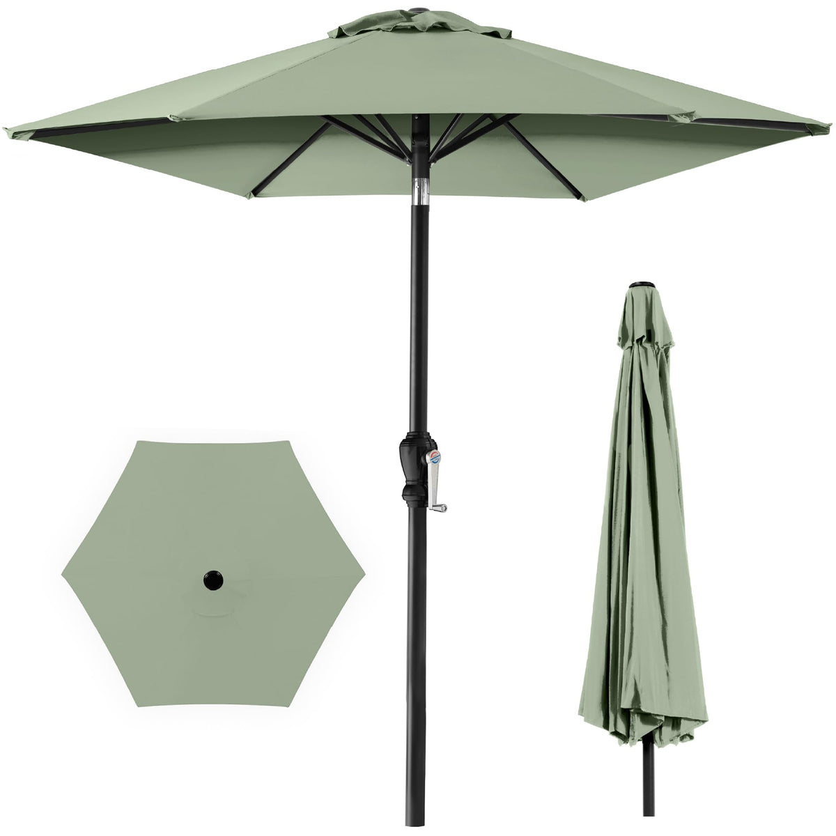 Best Choice Products 10ft Outdoor Patio Umbrella, Outdoor Table Umbrella, Yard Umbrella, Market Umbrella with 6 Sturdy Ribs, Push Button, Tilt and Crank - Sand