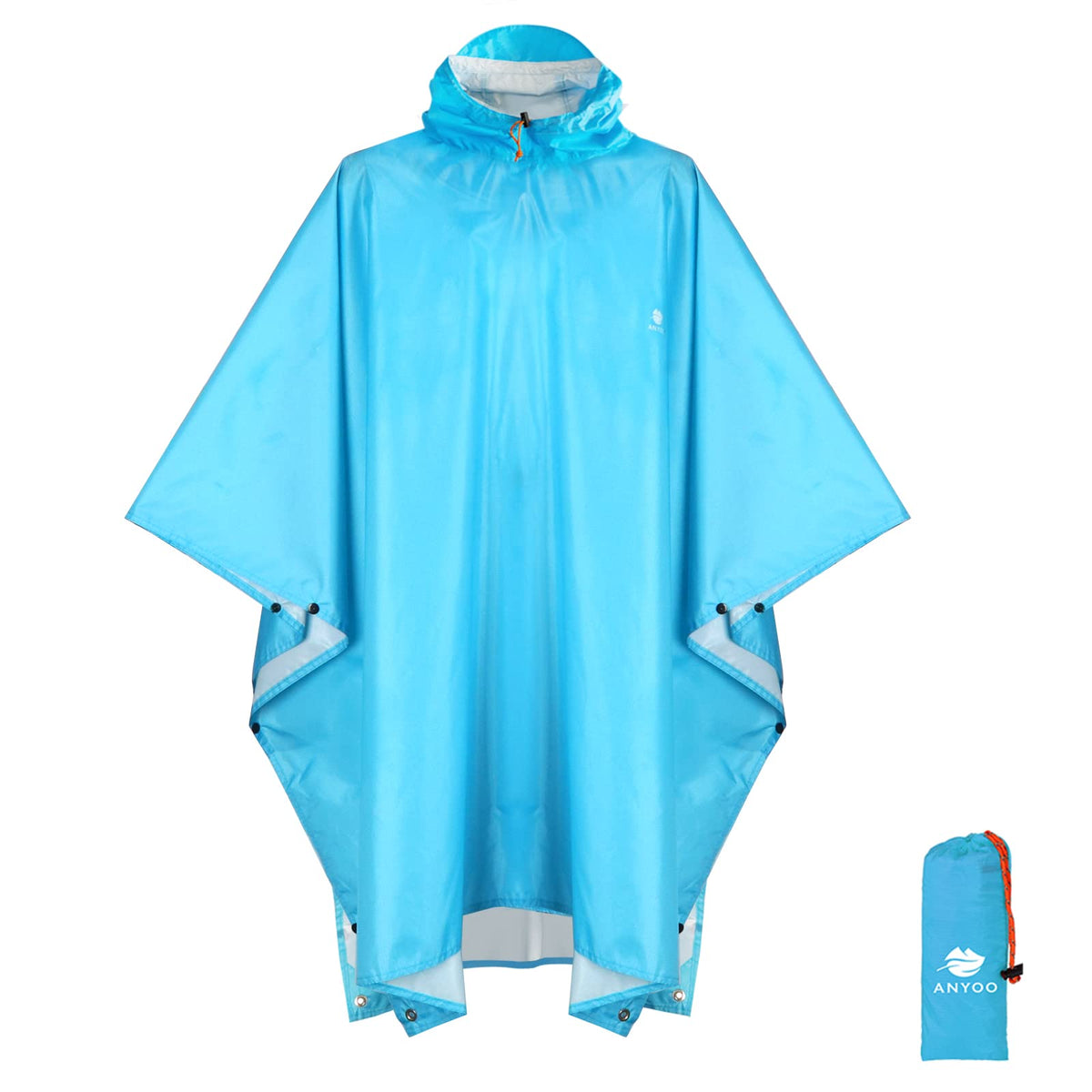 ANYOO Hooded Rain Poncho for Adult Waterproof Lightweight Raincoat | Reusable Rain Jacket for Men Women Portable Pouch & Packable Design,Emergency Travel Rain Ponchos for Outdoor Hiking Camping