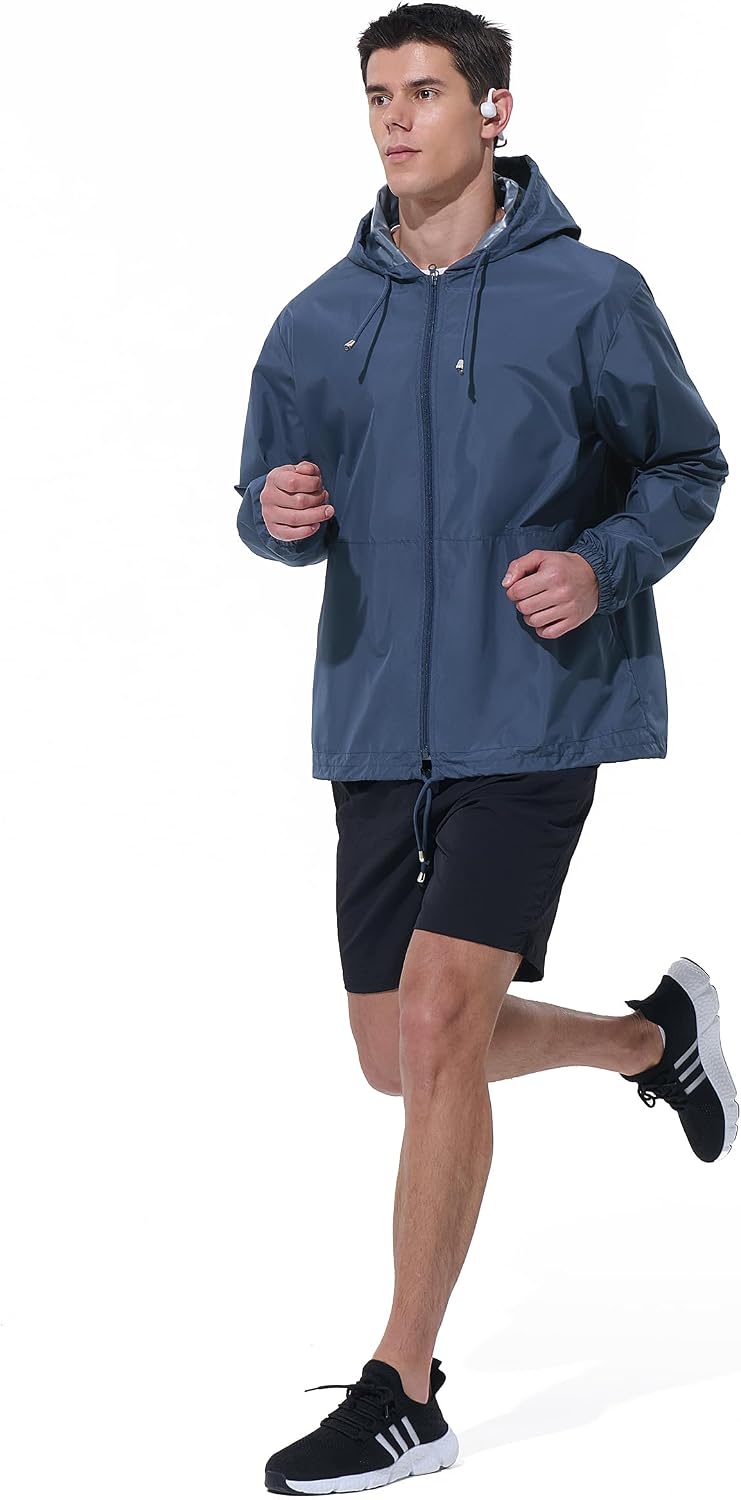 UIQUR Mens Rain Jacket Raincoat Waterproof Windbreaker | Lightweight Packable Design For Hiking, Cycling, Running, Fishing ,Golf,And Other Outdoor Activities