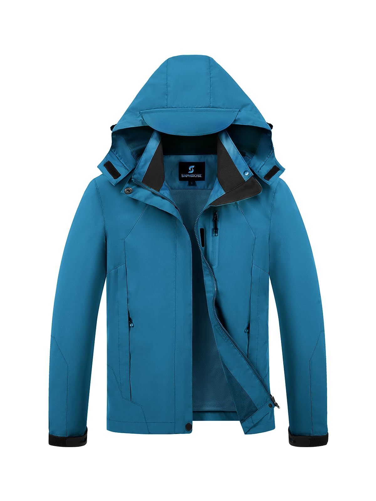 Womens Waterproof Rain jacket Lightweight Raincoat with Removable Hood | rain coat, windbreaker, breathable, 4 zip pockets, velcro cuffs, 2-way storm flap, mesh lining, active outdoor, camping
