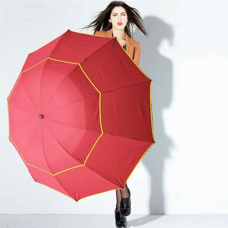 Large Folding Umbrella, 10-Rib Wind-Resistant Rain & Sun Protection, 110cm Diameter, Durable Lightweight Travel Umbrella