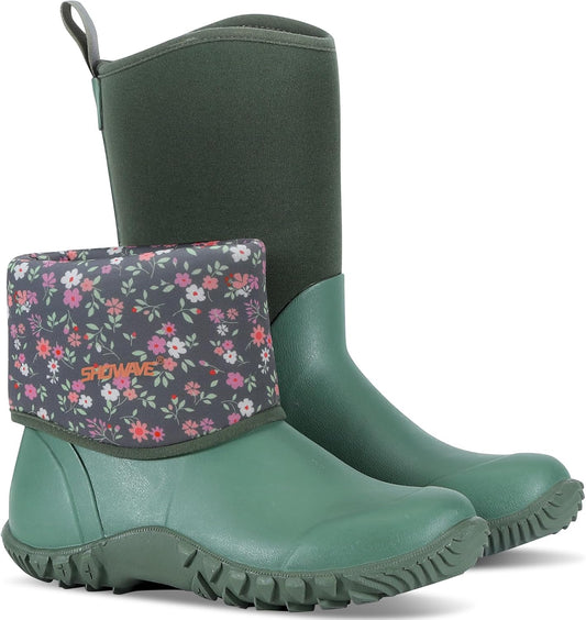 Women's Rain Boots Waterproof Garden Boots Rubber Mud Boots | Insulated Rubber Boots for Women Ultra Breathable Water Mud Boots Gardening Yard Farm Boot Outdoor