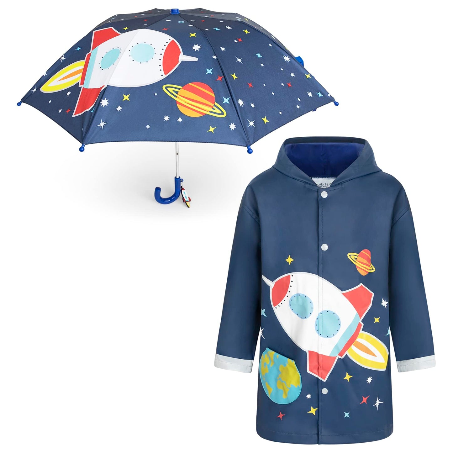 addie & tate Kids Umbrella for Girls and Boys & Rain Coats Set -Toddler Umbrellas Kids Raincoat Boys Girls Jacket