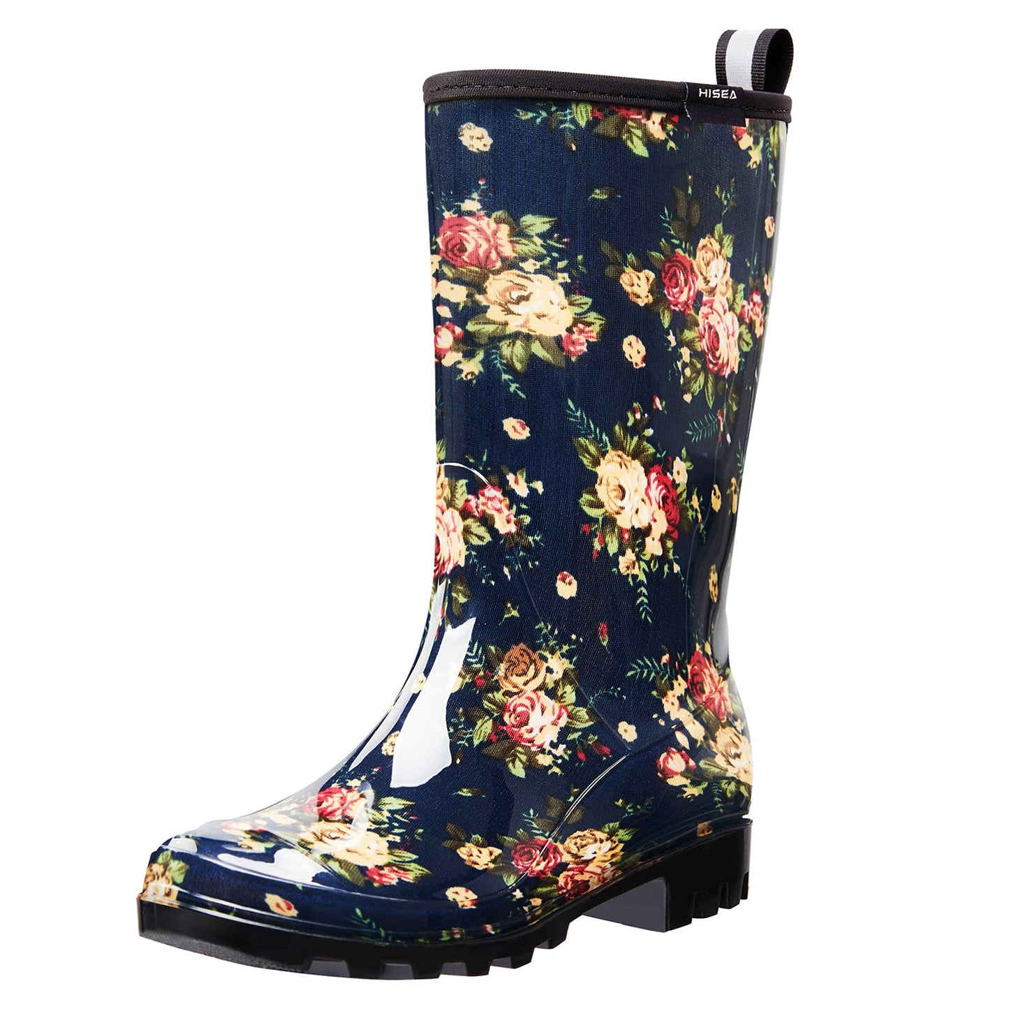 HISEA Women's Rain Boots Waterproof Mid Calf Garden Farm Rubber Boots | Wide Calf Slip-Resistant Rubber Ladies' Boots Lightweight for Garden, Farm, Outdoor Work & Rainy Days