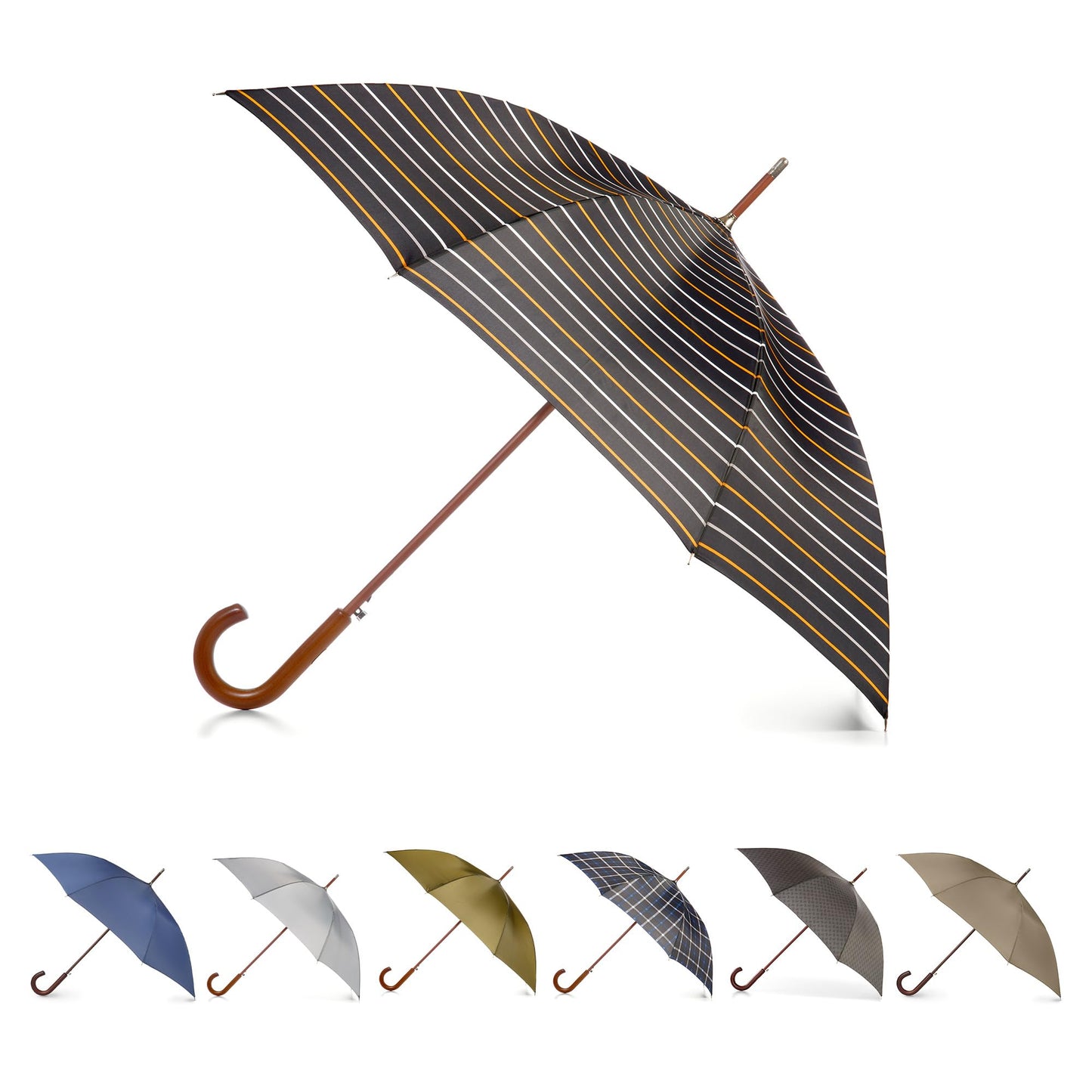 Totes Auto Open Water Repellent Stick Umbrella with Classic Wood J Hook Handle