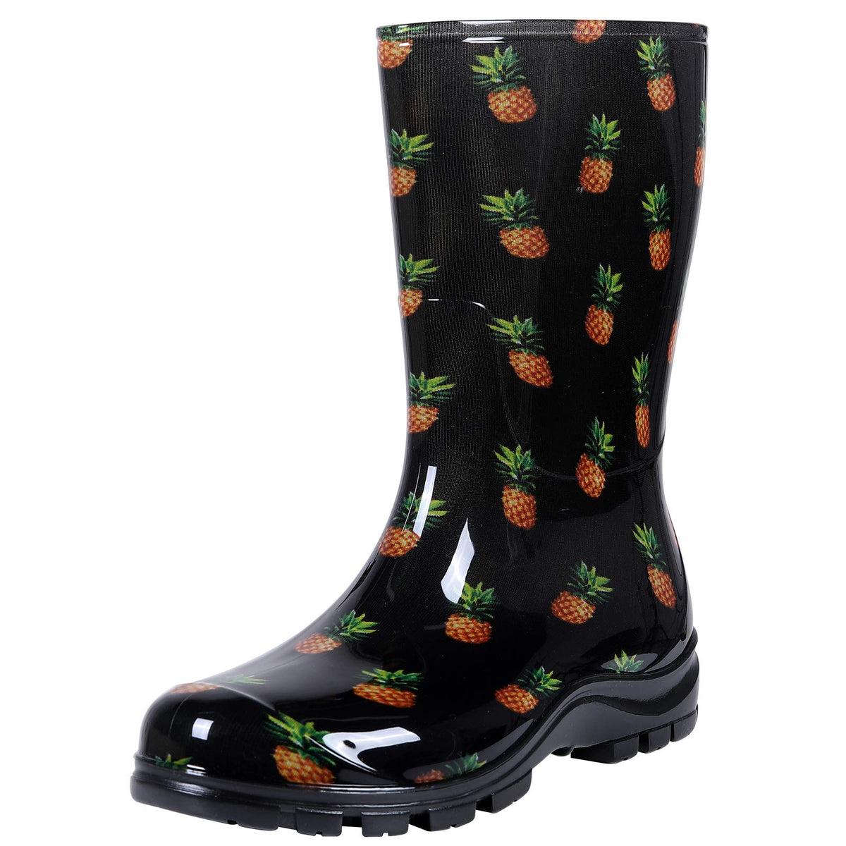 Asgard Women's Mid Calf Rain Boots Printed Waterproof Rubber Boots Short Garden Shoes