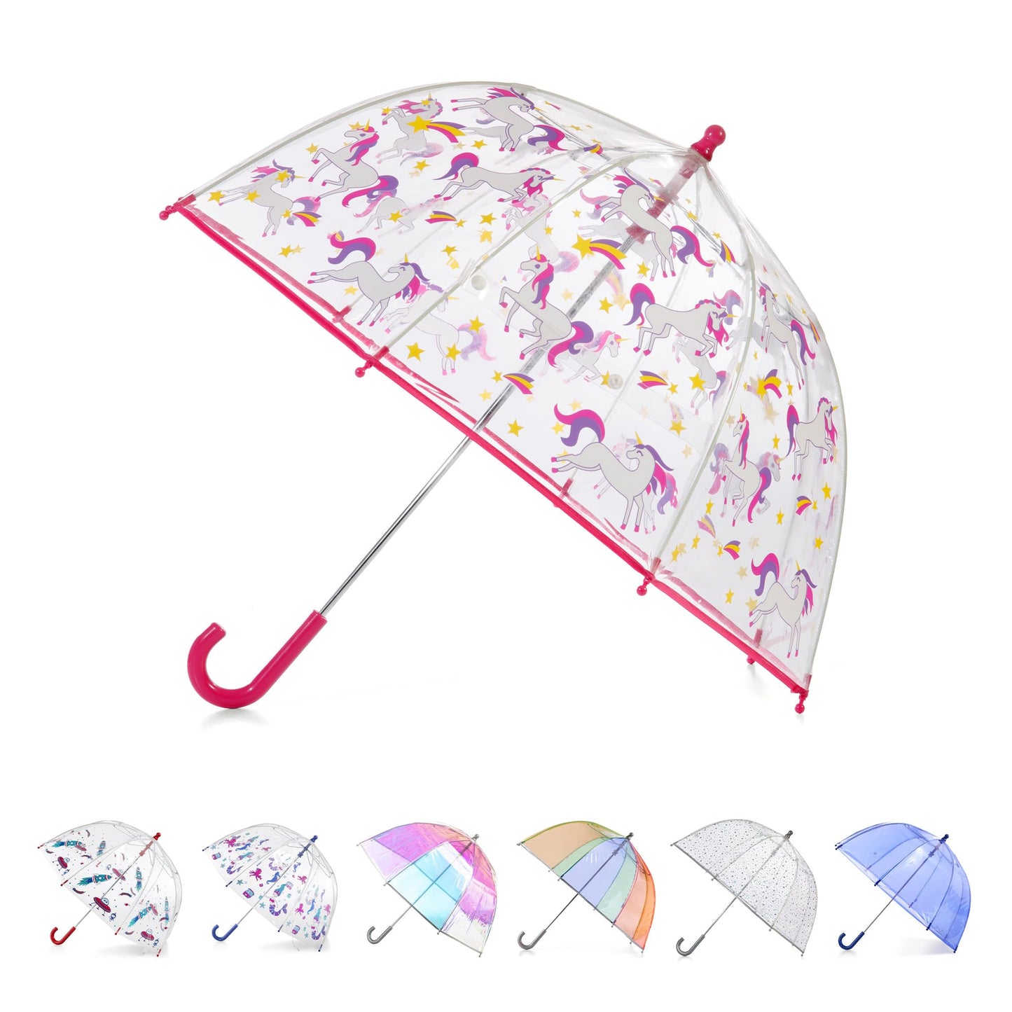 totes Kids Lightweight Dome Canopy Bubble Umbrella with Wind and Rain Protection