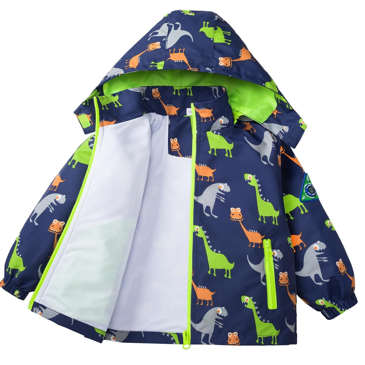 Boys Rain Jacket with Detachable Hood Lightweight Raincoats for Kids