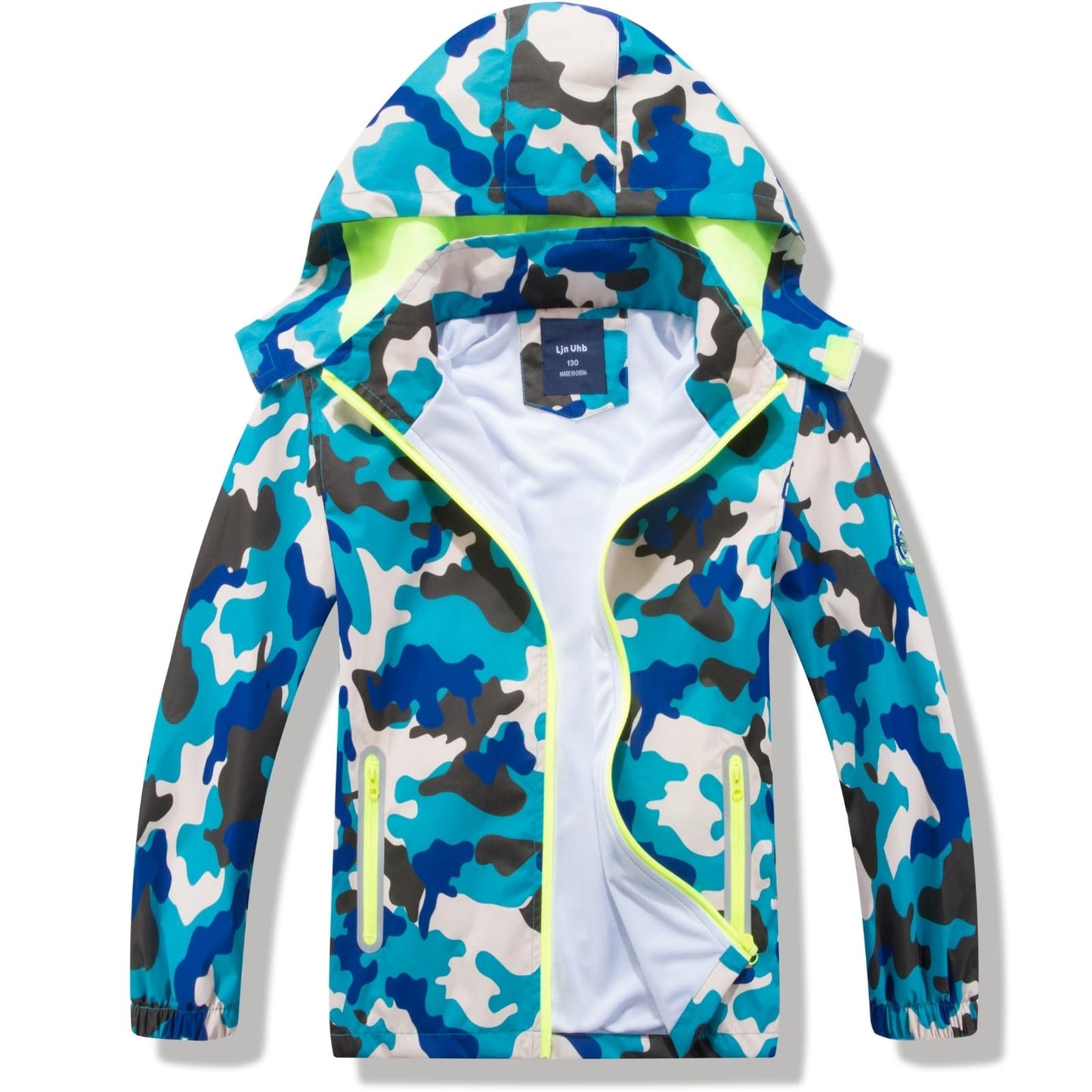 Boys Rain Jacket with Detachable Hood Lightweight Raincoats for Kids