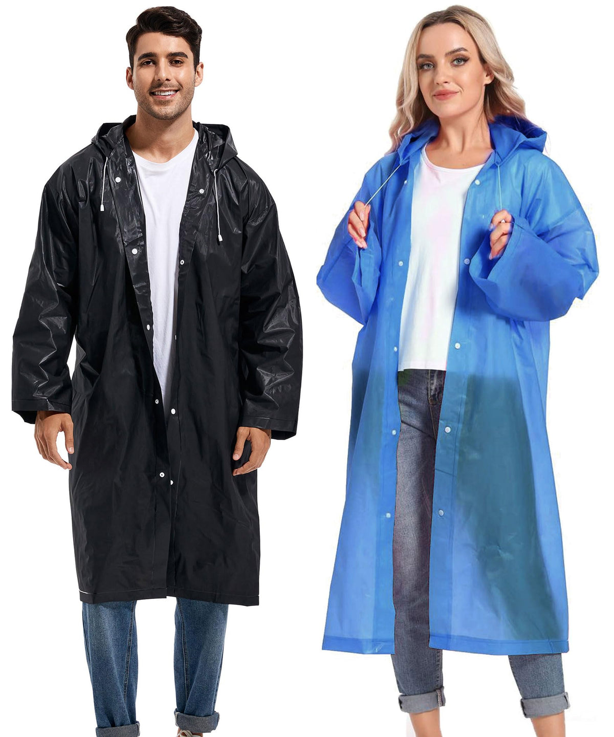 Rain Ponchos for Adults Reusable Raincoats Survival Heavy Duty Military Impermeable 2 Packs Rain Coat…