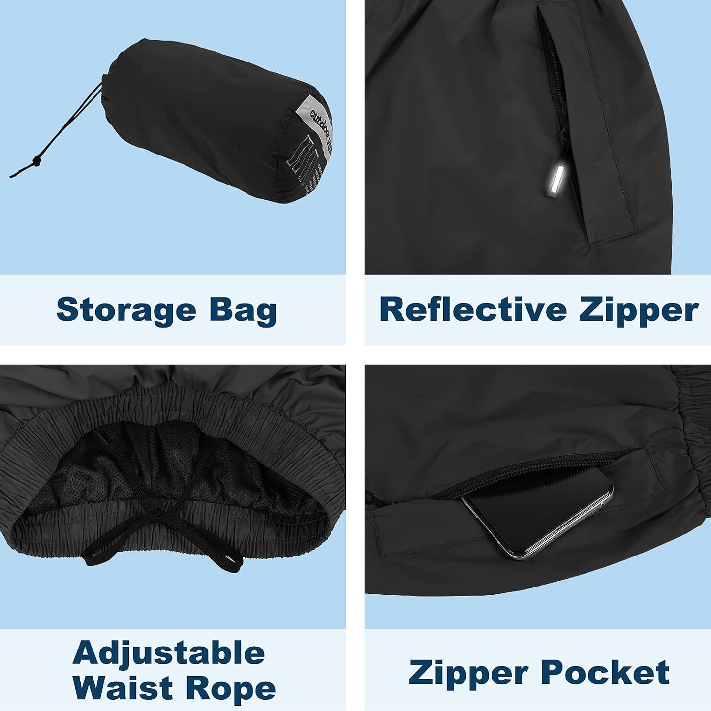 Outdoor Ventures Women's Rain Pants Packable Waterproof Hiking Pants | Windproof Breathable Outdoor Rain Over Pants, Fully Seams Taped, Mesh lining, for Golf, Work,Zipper Pockets