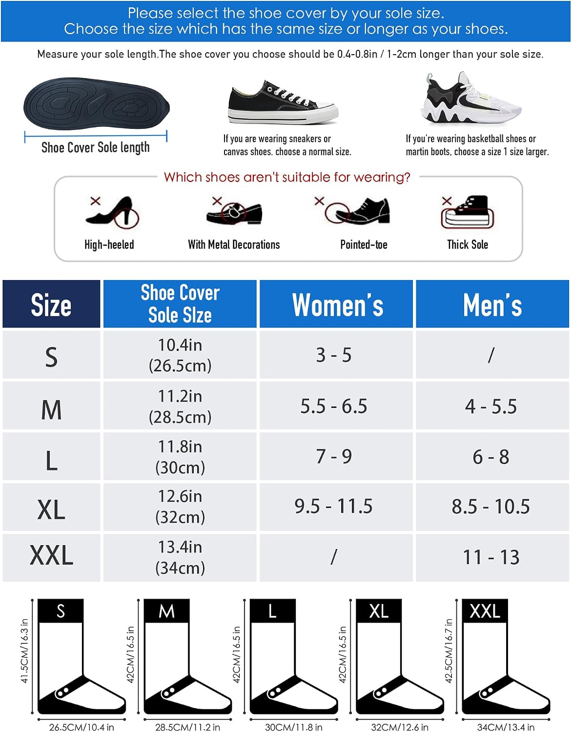 Waterproof Shoe Covers Rain Shoe Cover with Reflector for Men Women