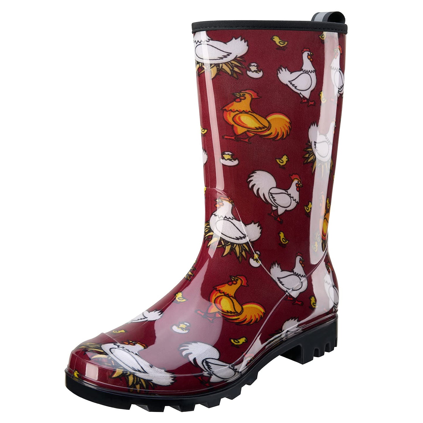 HISEA Women's Rain Boots Waterproof Mid Calf Garden Farm Rubber Boots | Wide Calf Slip-Resistant Rubber Ladies' Boots Lightweight for Garden, Farm, Outdoor Work & Rainy Days
