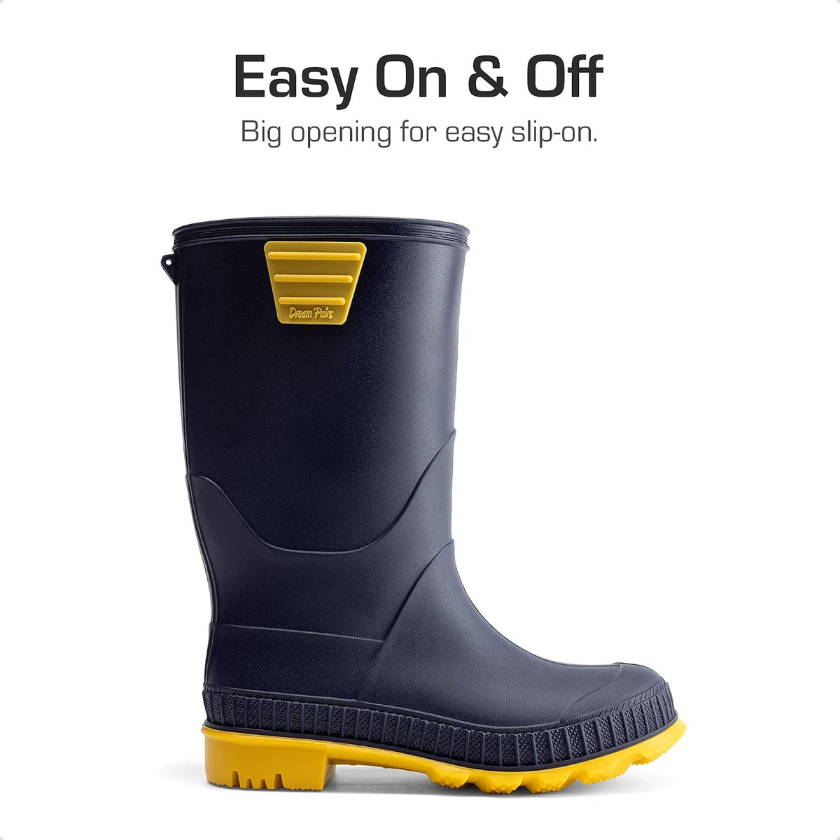 DREAM PAIRS Kids Waterproof Outdoor Rain Boots | Lightweight,Non-Slip Outsole,Easy-On,Unisex Boys Girls,Outdoor Puddle Rainy Day Play
