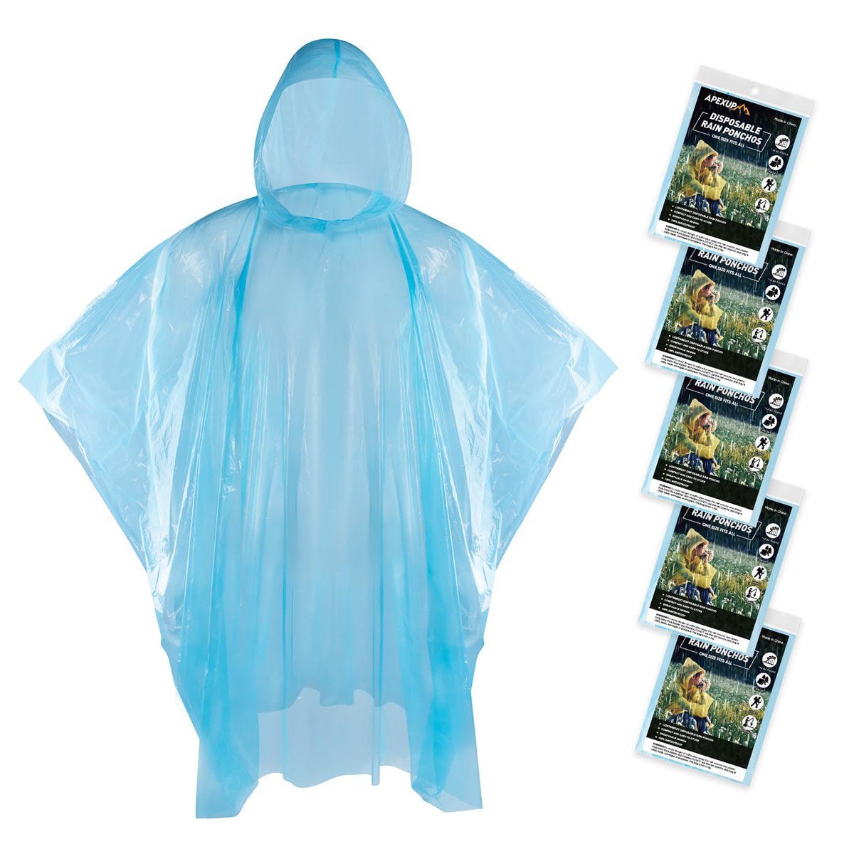 Disposable Rain Ponchos for Adults, 5PK/10PK/50PK Emergency Rain Poncho for Camping Hiking Travelling