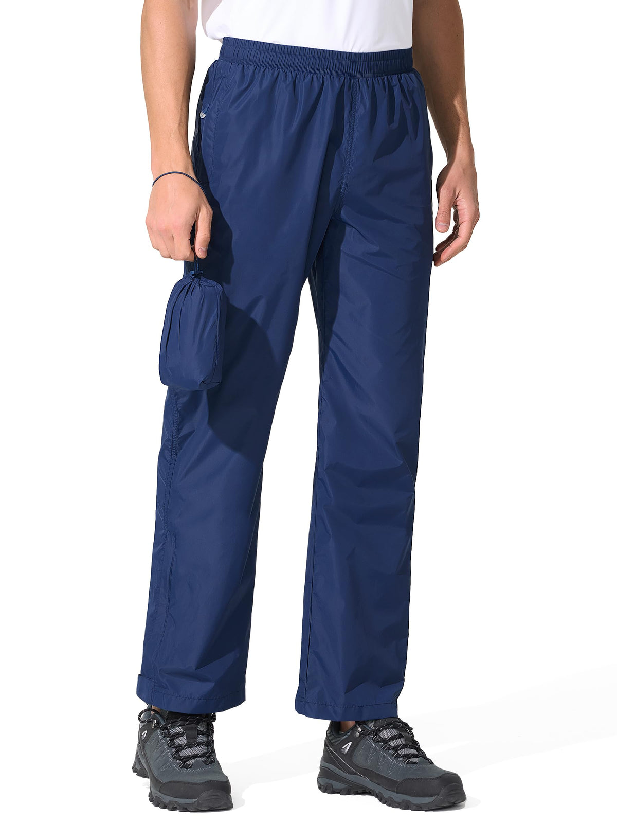UIQUR Mens Rain Pants Waterproof Hiking Pants | Lightweight Packable Half Leg Zip Pant Cuffs for Hiking, Cycling, Running, Fishing ,Golf,Rainy-day work