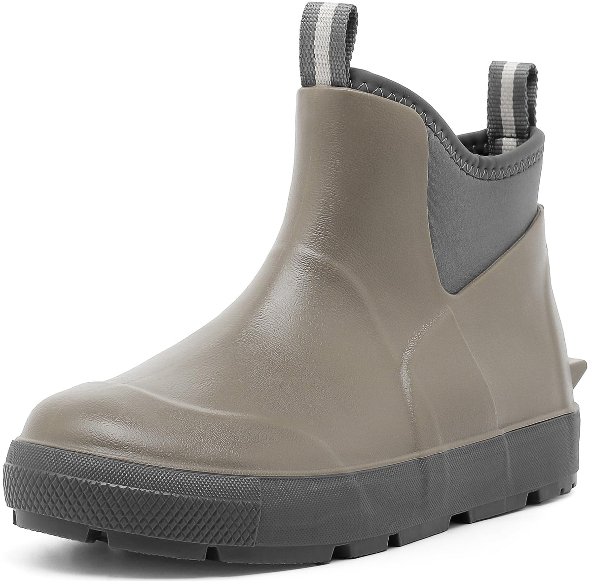 Men's Deck Boots, Waterproof Ankle Rain Boots, Rubber Fishing Boots for Men | Non-Slip Traction, Neoprene Construction, Dual Pull Tabs, Garden Boots for Boating, Sailing, Camping, Farming & Outdoor Work
