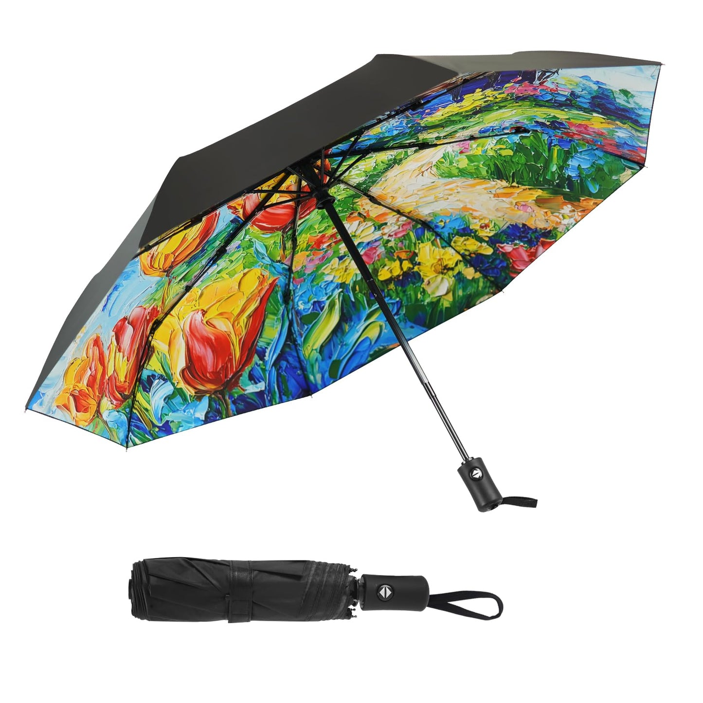 SY COMPACT Travel Umbrella - Windproof Automatic Compact Umbrellas for Rain | Small & Portable, UV Sun Protection, 11" Folded Travel Size, Fits in Backpack & Car, for Walking & Commutes, Factory Direct