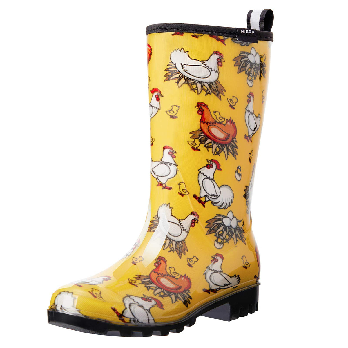 HISEA Women's Rain Boots Waterproof Mid Calf Garden Farm Rubber Boots | Wide Calf Slip-Resistant Rubber Ladies' Boots Lightweight for Garden, Farm, Outdoor Work & Rainy Days