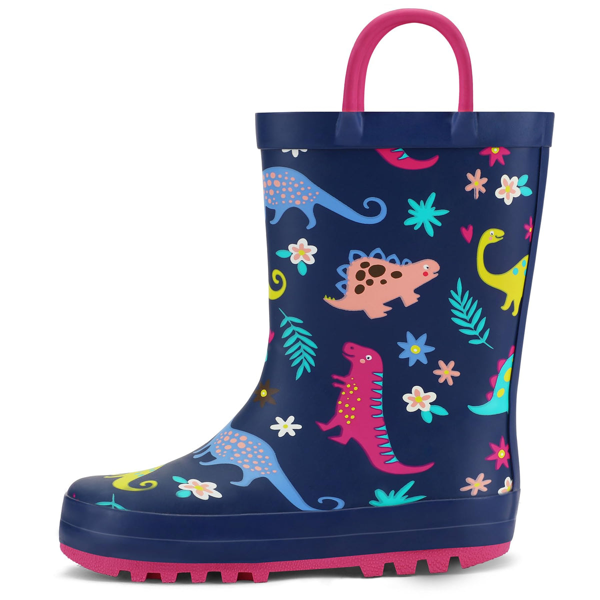Kids Rain Boots Waterproof Printed Rubber boots with Handles | Slip on, Double Handles,Slip Resistant