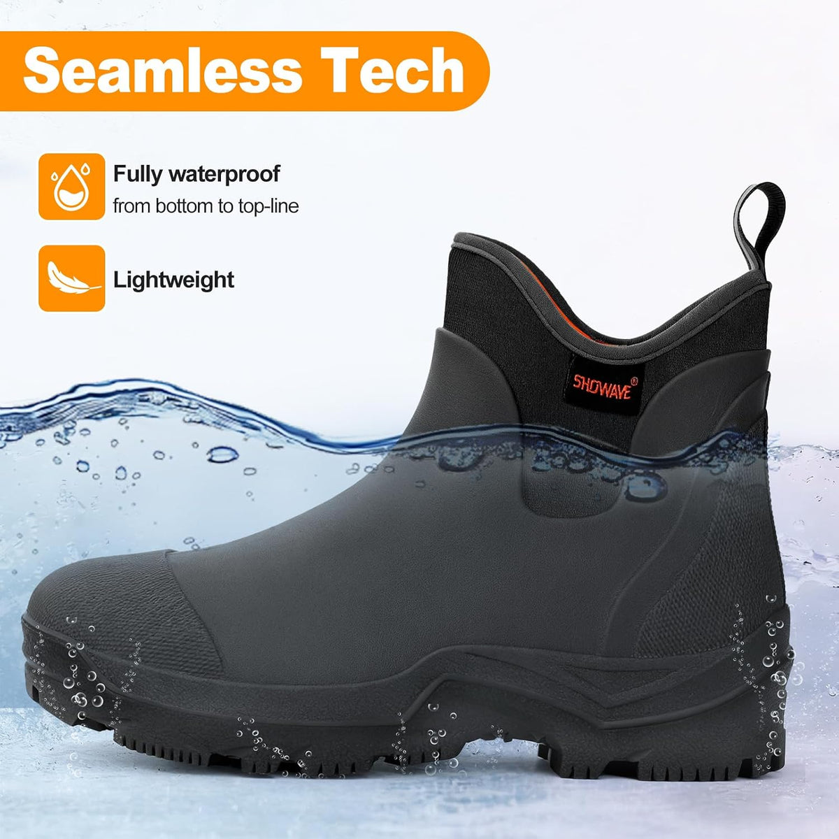 Waterproof Slip-on Rain Boots Men Lightweight Mud Rubber Booties | Ultra-light Ankle Rain Booties Insulated Garden Mud Fishing Boots For Farm Yard Outdoor