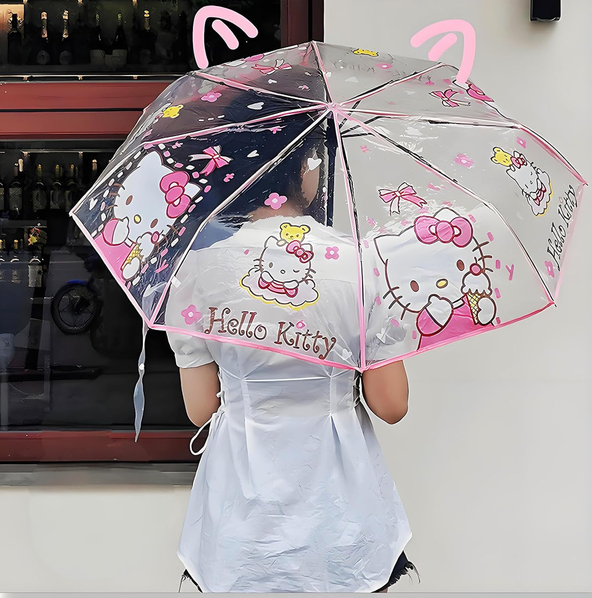NBHUZEHUA Cute Clear Umbrella for Women Kids Girls Outdoor Travel Umbrella Compact for Rain Small Portable Folding Umbrellas