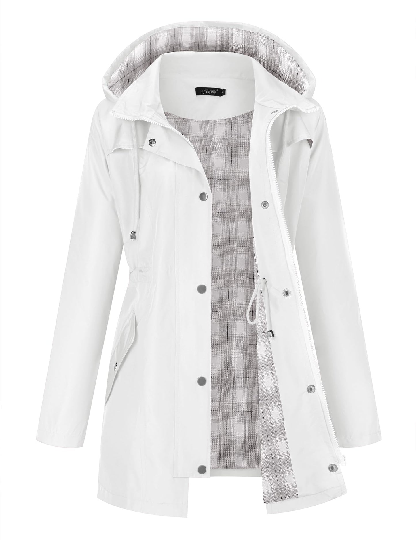 LOMON Women Waterproof Outdoor Hiking Raincoat Women Lined Rain Jacket Lightweight Hooded Jackets Trench Coats