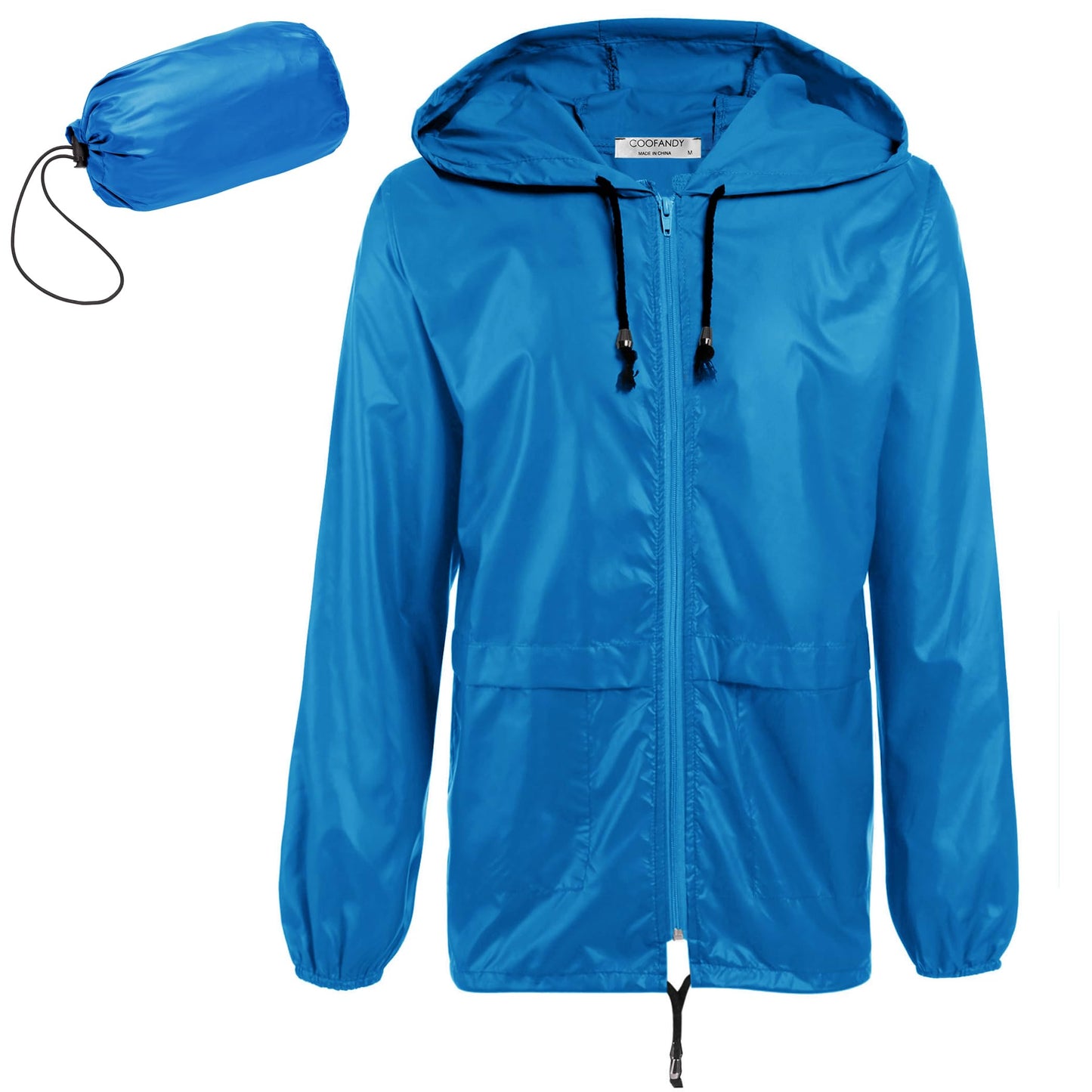 COOFANDY Mens Packable Rain Jacket Lightweight Waterproof Raincoat with Hood Outdoor Rain Gear Travel Hiking Cycling