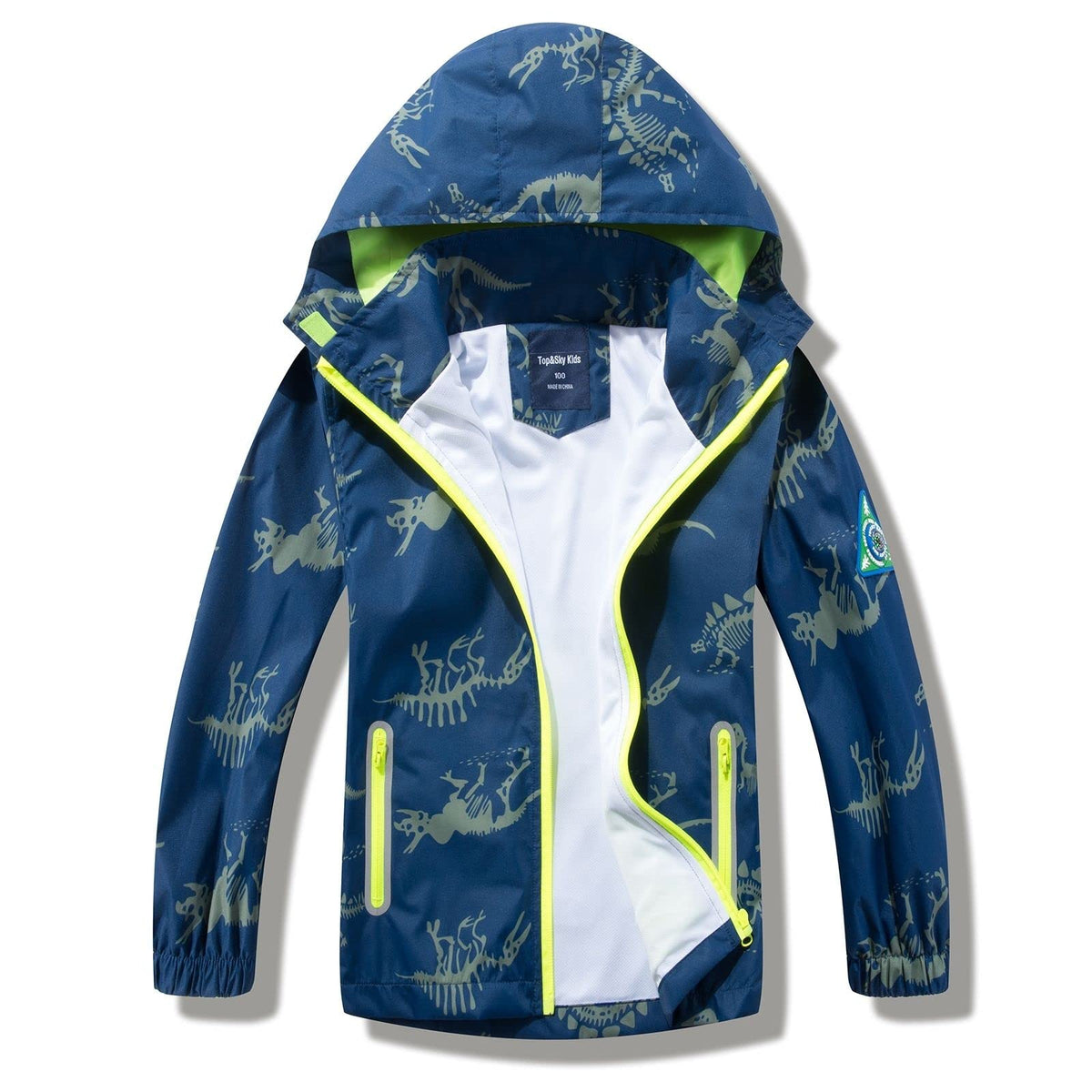 Boys Rain Jacket with Detachable Hood Lightweight Raincoats for Kids