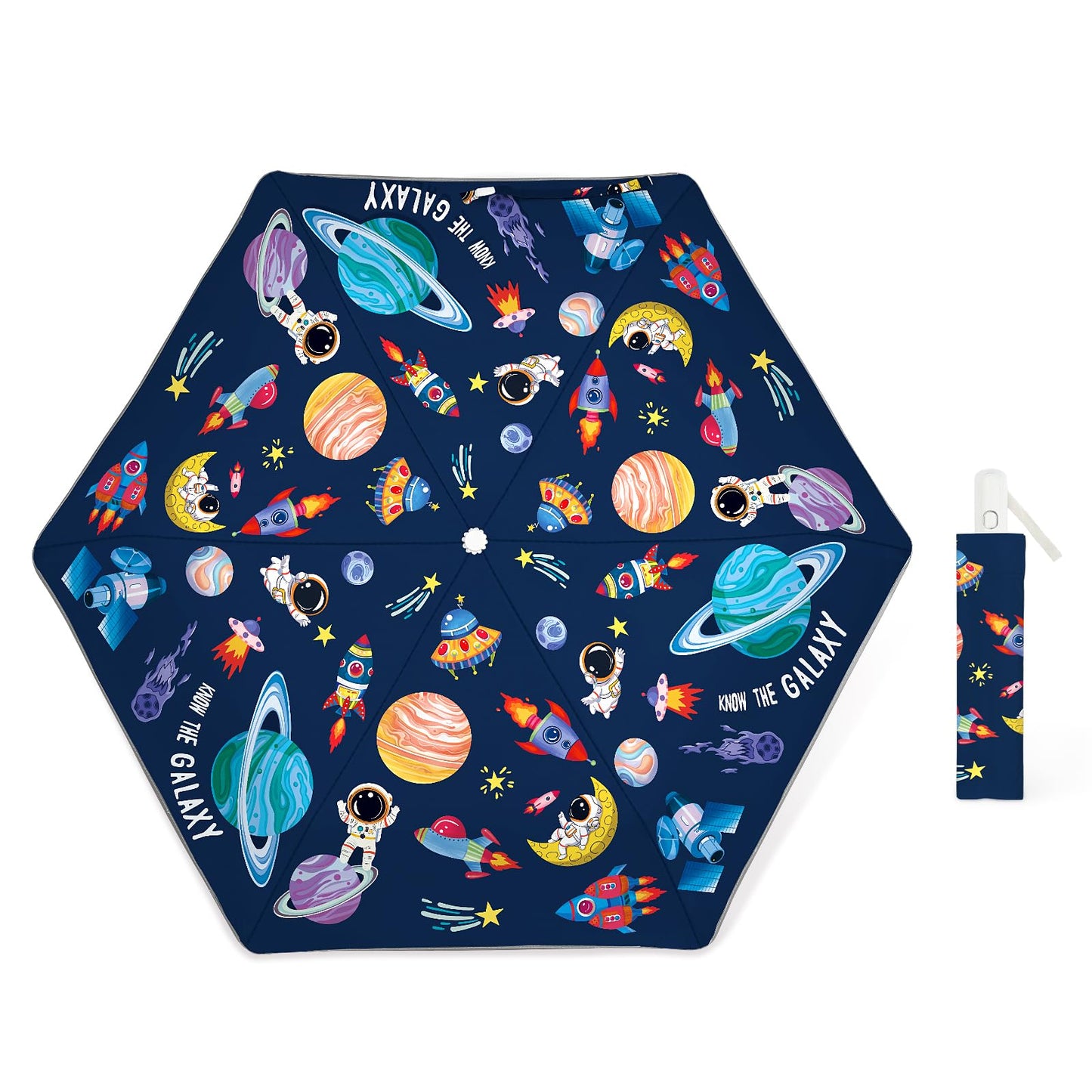 Kids Folding Umbrella Auto Open/Close Umbrellas for Rain Round Corner Safe Design UV Resistant Automatic Children Travel Umbrellas Reinforced Canopy 360° Reflective Strip Lightweight for Girls & Boys