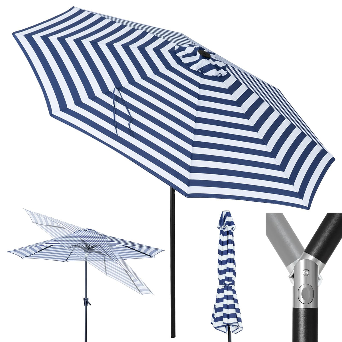 Tempera Heavy Duty High Wind Beach Umbrella with Sand Anchor & Carry Bag | Patio Outdoor Umbrella with Aluminum Frame and Push Button Tilt, Ideal for Garden Lawn, UPF 60+