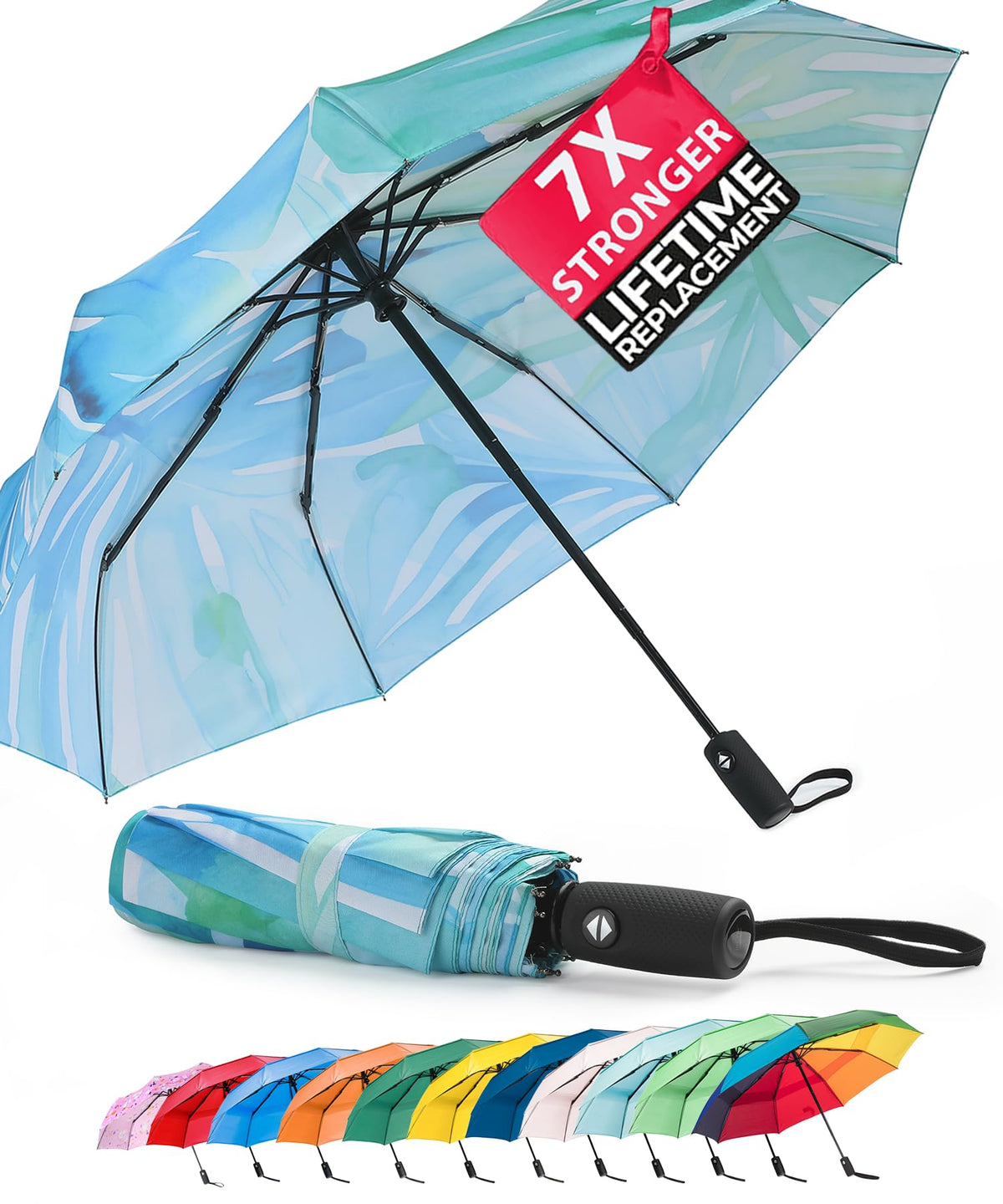 Mr. Pen- Windproof Travel Umbrella, Small Water-Resistant Automatic Folding Umbrella for Rain and Sun, Light, Compact and Portable for Women & Men, Fits Car & Backpack