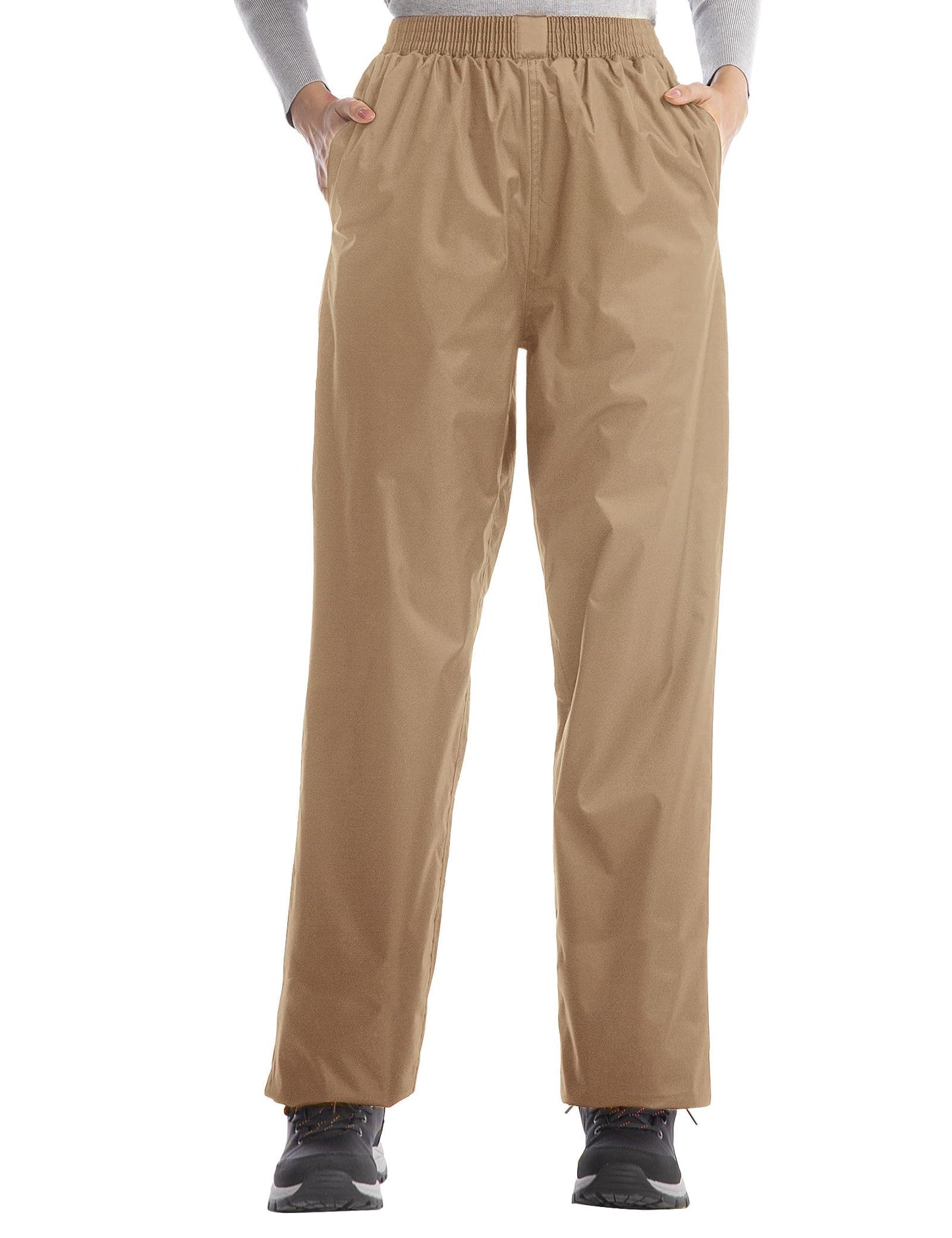 iCreek Women's Rain Pants Waterproof Breathable Lightweight Rain Over Pants | Breathable Mesh Lining, Pants Leg Zipper, Hook & Loop, Suitable for Hiking, Fishing, Golf, Work and Daily Wear