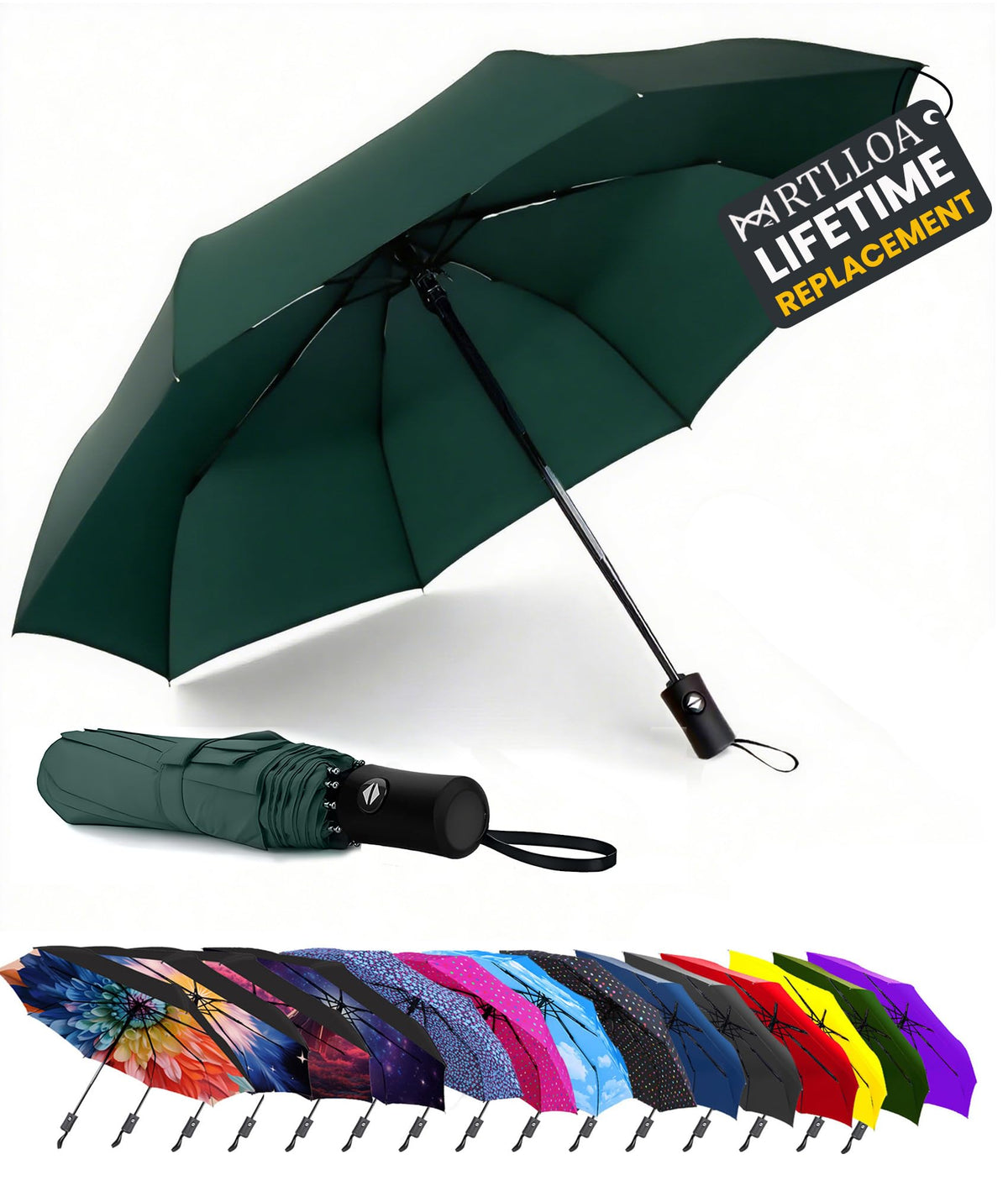 MRTLLOA Travel Essentials Mini/Compact Umbrella for Purse | Small Lightweight, UV Sun Protection, Tiny Umbrella for Men and Women