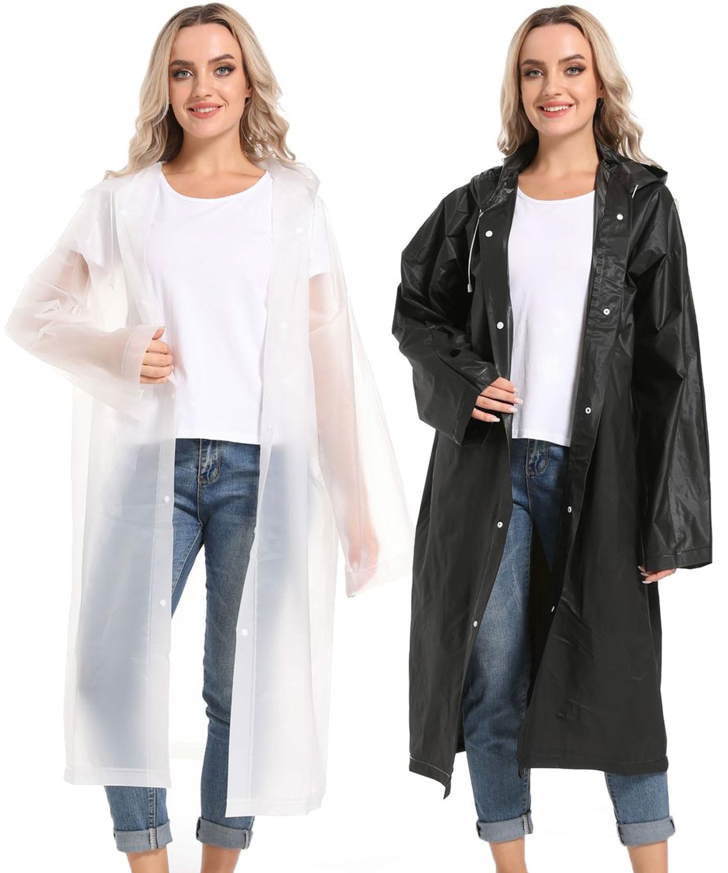 Rain Ponchos for Adults Reusable Raincoats Survival Heavy Duty Military Impermeable 2 Packs Rain Coat…