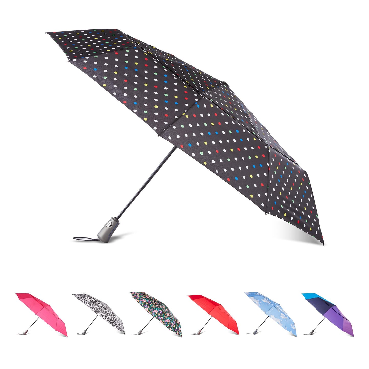 Totes Auto Open/Close Windproof Ultimate Compact Umbrella with UV and Water Repellent Protection