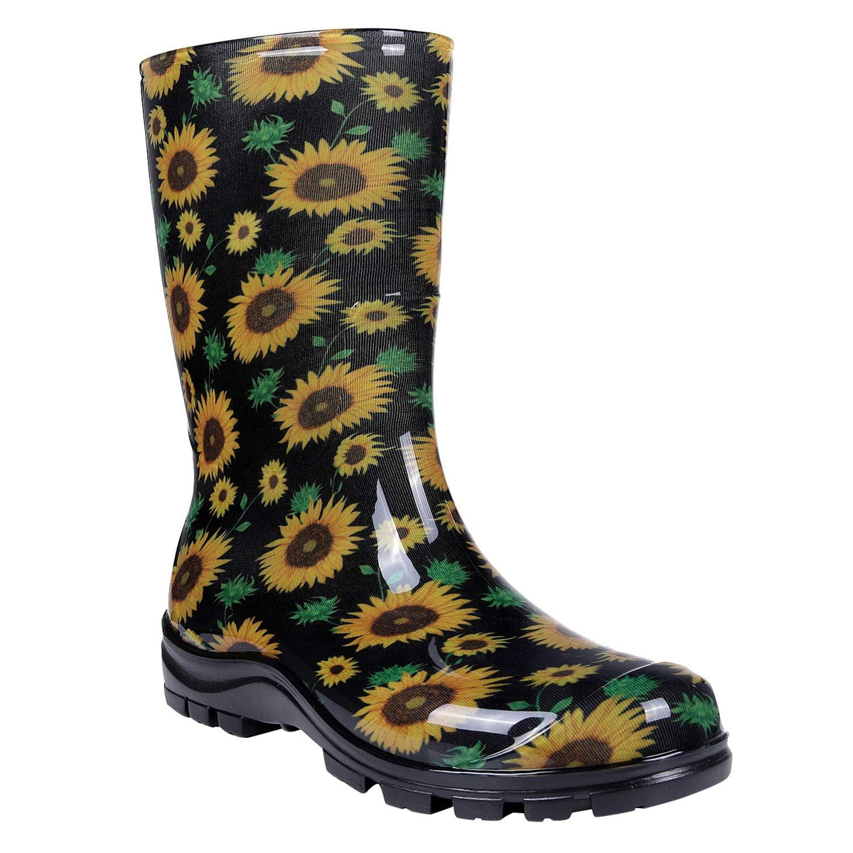 Asgard Women's Mid Calf Rain Boots Printed Waterproof Rubber Boots Short Garden Shoes