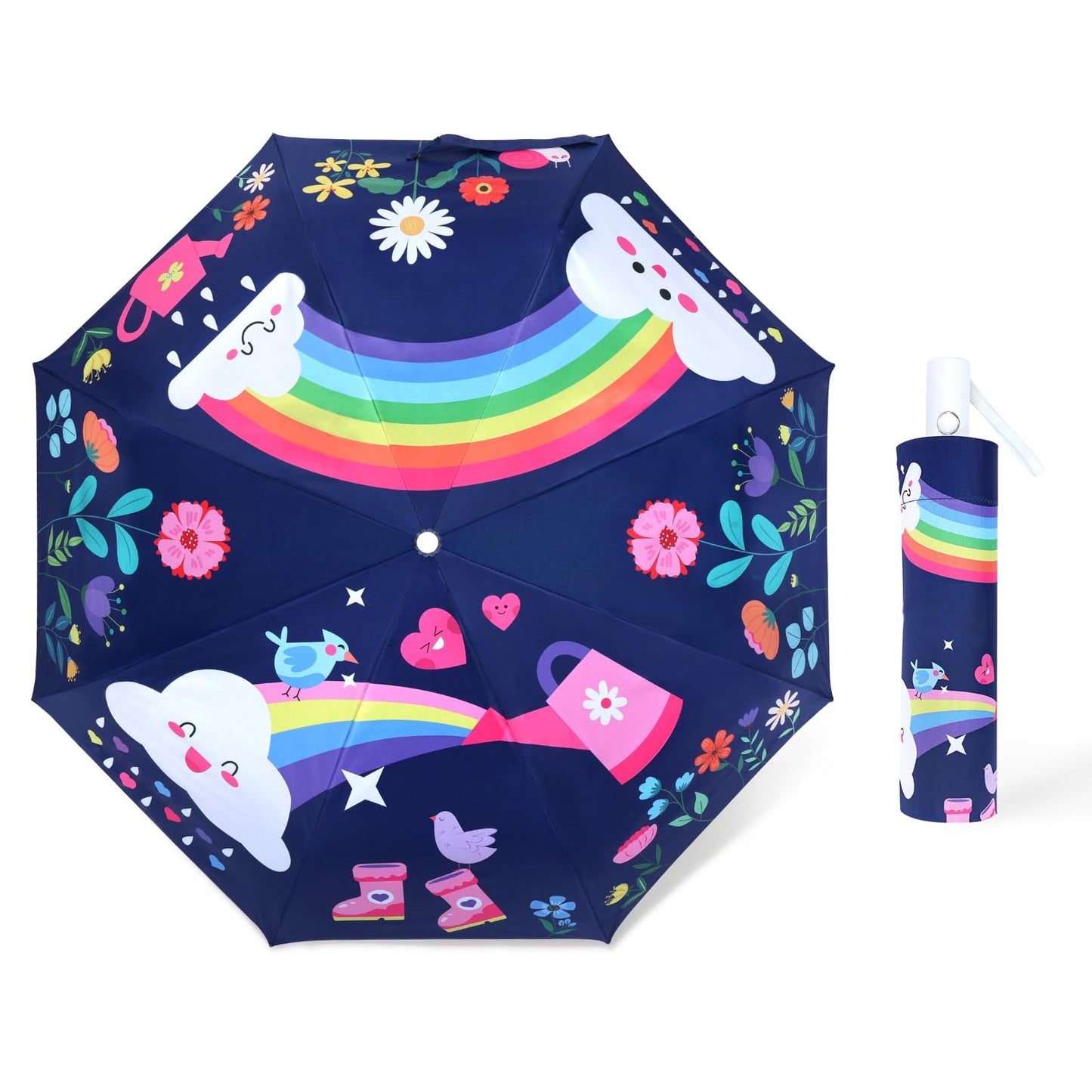 Kids Folding Umbrella Toddler Umbrella with UV Protection Portable Auto Open/Close Anti-rebound Safe Design Windproof, Compact, Lightweight Cute Umbrella for Girls & Boy