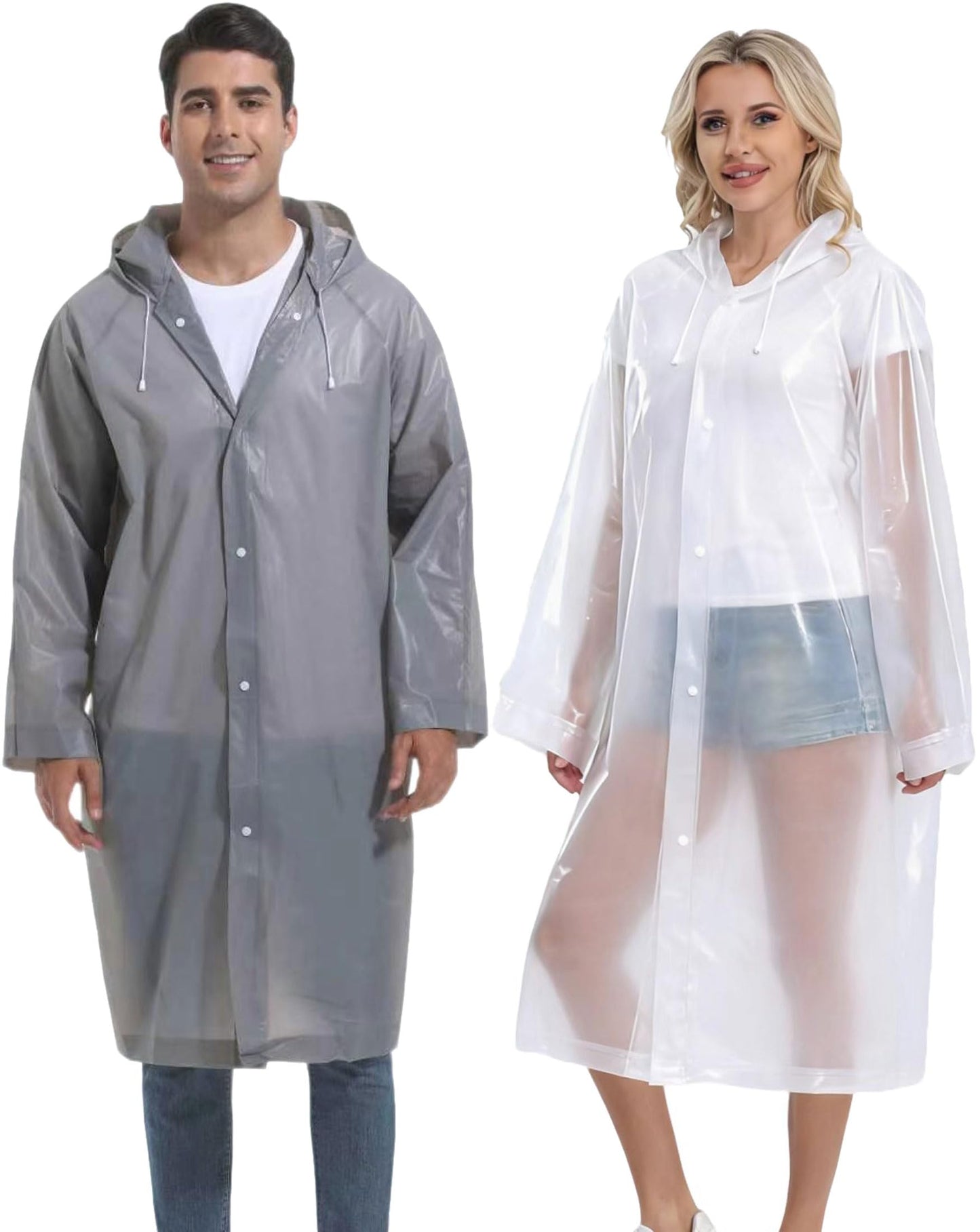 2PCS Rain Ponchos for Adults Reusable Rain Coats for Adults Rain Jackets Raincoats for Men Women