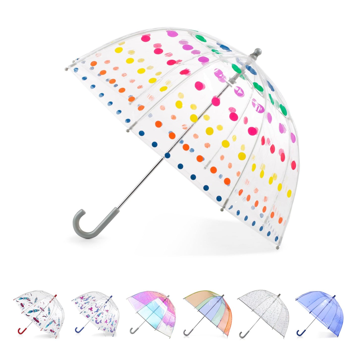 totes Kids Lightweight Dome Canopy Bubble Umbrella with Wind and Rain Protection