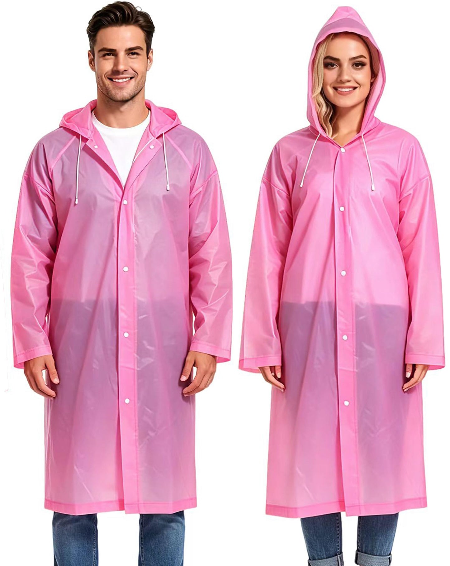 2PCS Rain Ponchos for Adults Reusable Rain Coats for Adults Rain Jackets Raincoats for Men Women